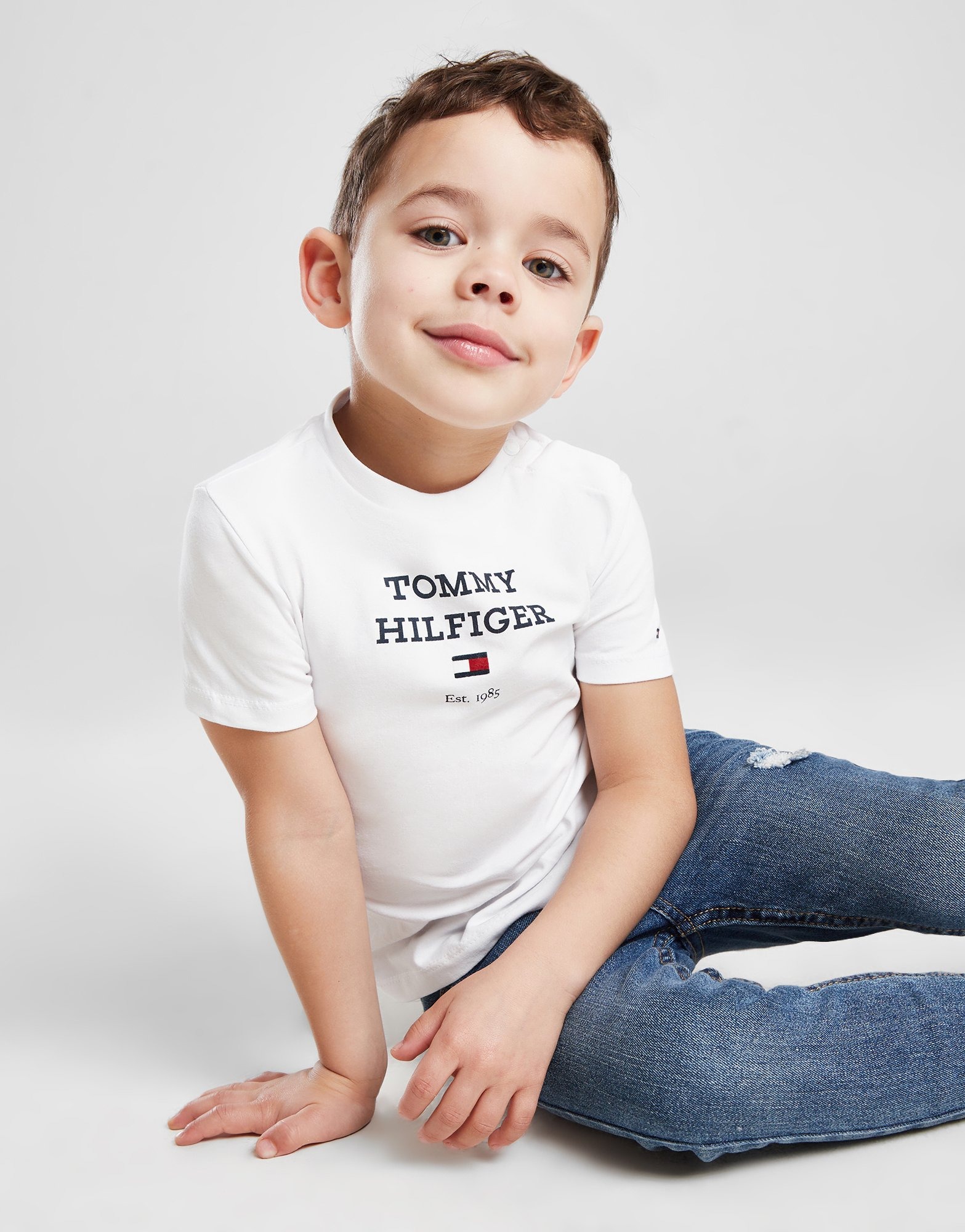 White Tommy Hilfiger Flag TShirt Infant JD Sports