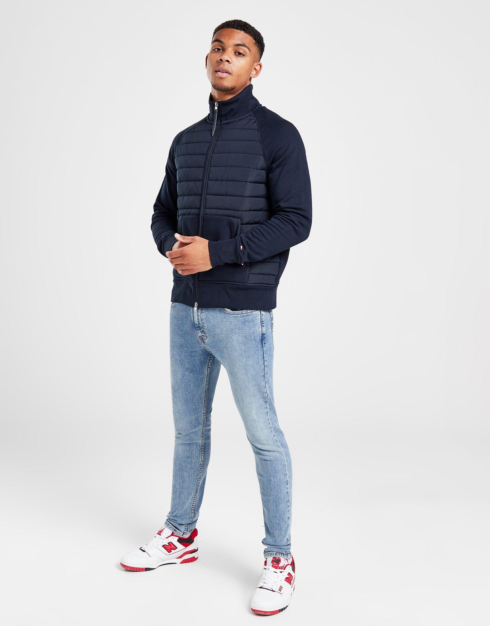 Tommy hilfiger mixed baffle full zip hoodie hot sale