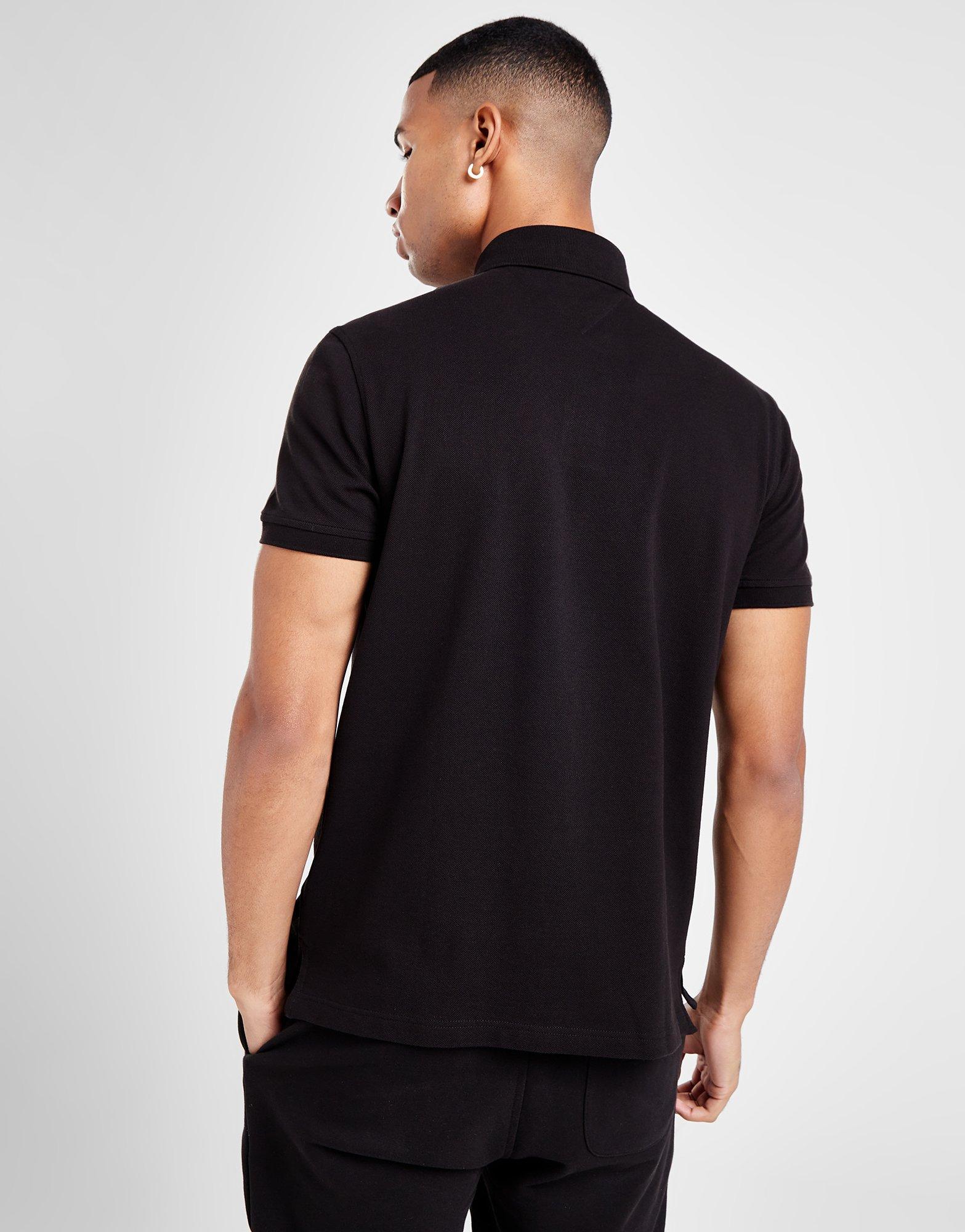 Black Tommy Hilfiger Flag Short Sleeve Polo Shirt - JD Sports NZ