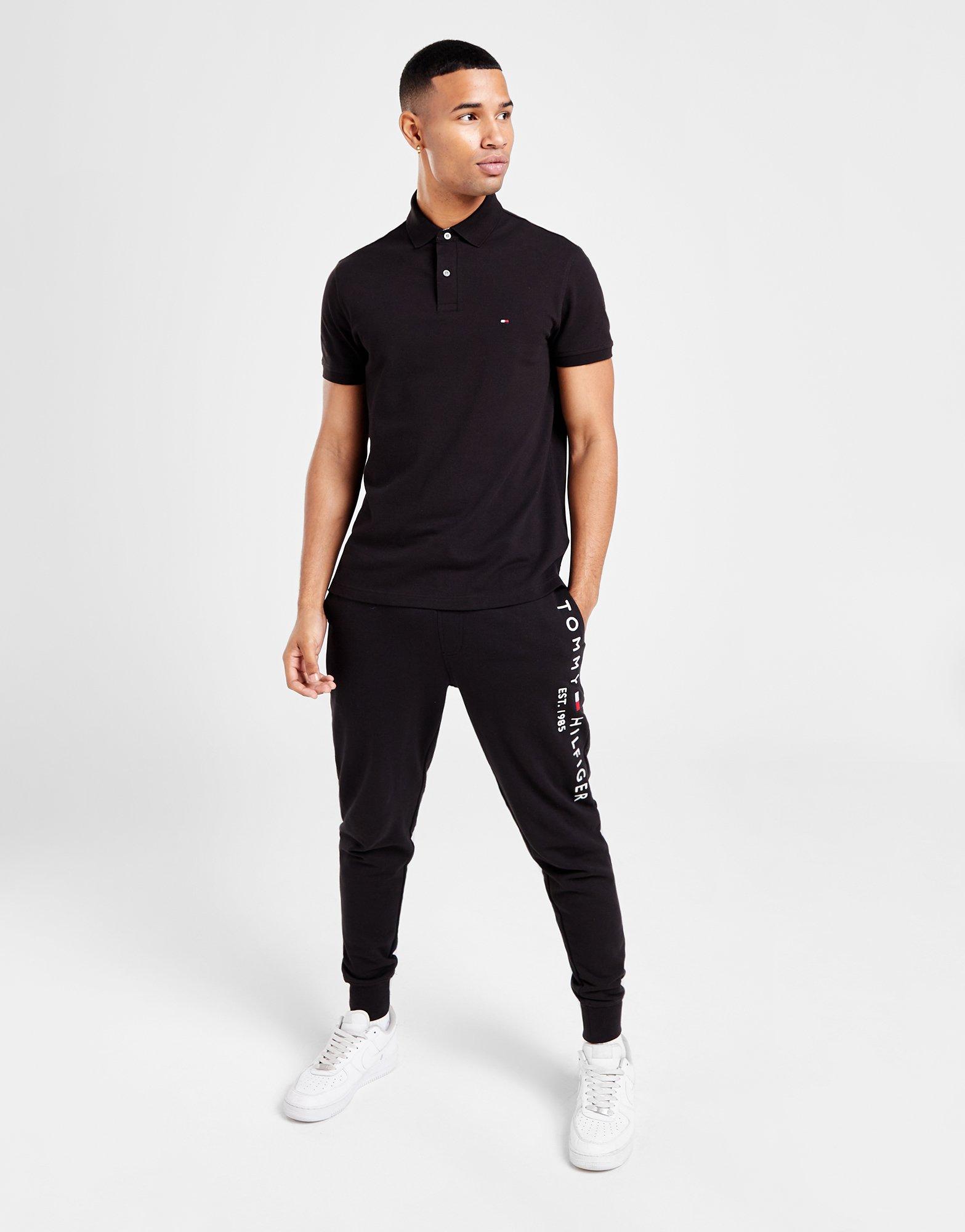 Black Tommy Hilfiger Flag Short Sleeve Polo Shirt - JD Sports NZ