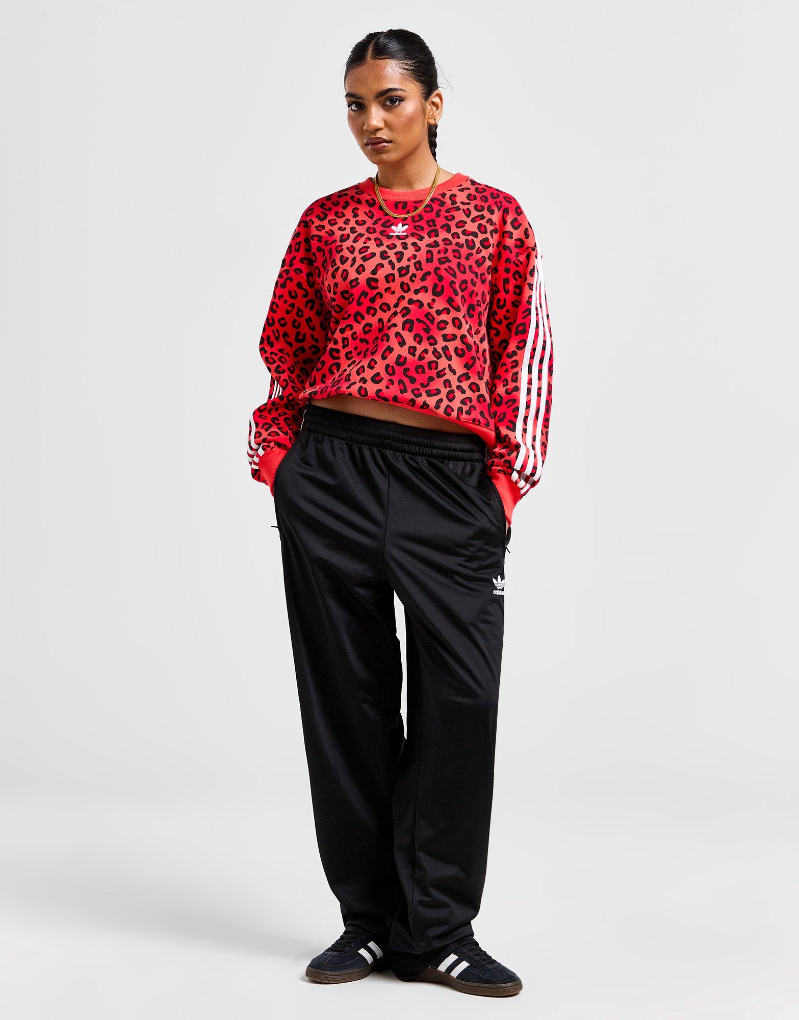 adidas Originals 3-Stripes Leopard Boxy Crew Sweatshirt