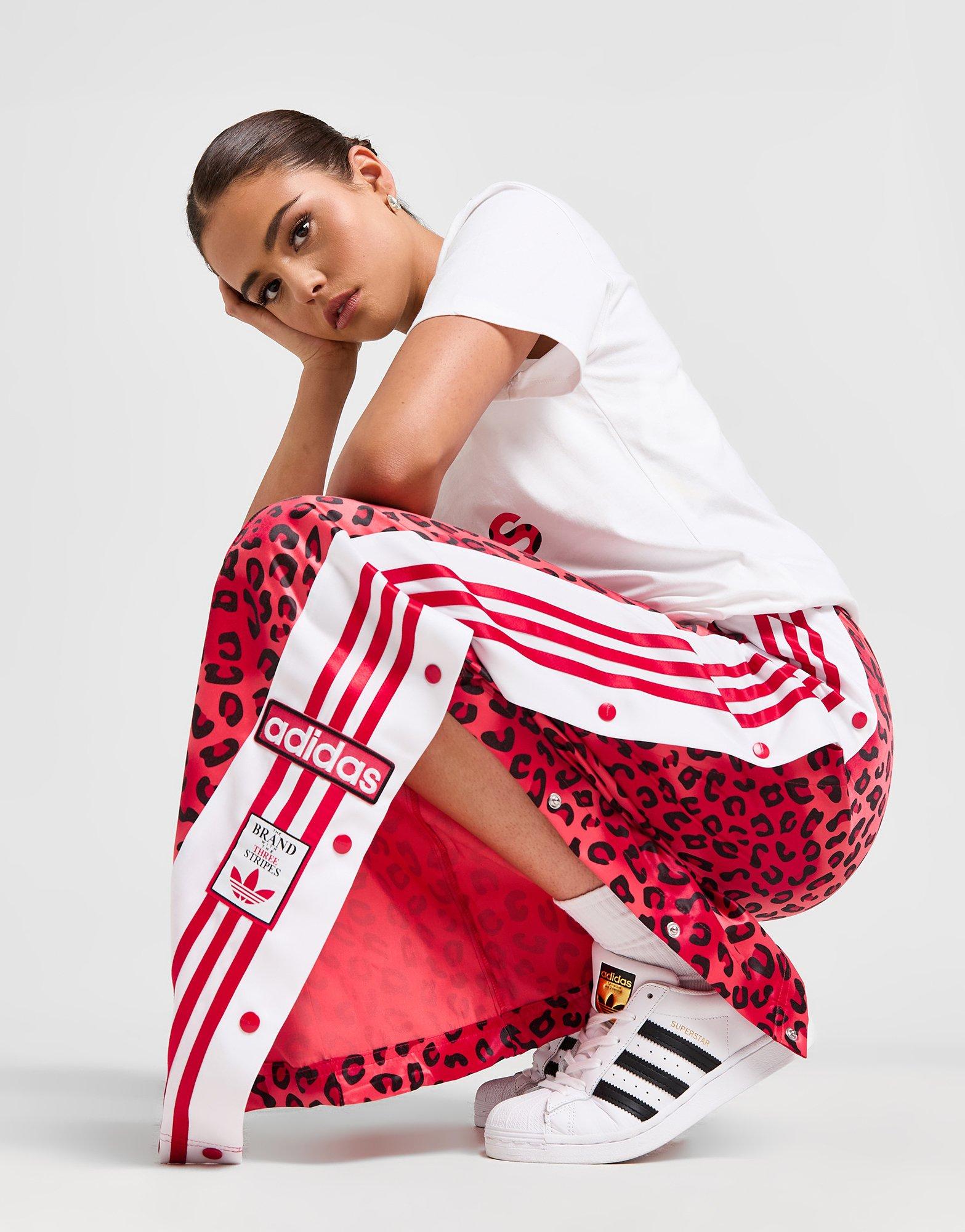 adidas Originals Leopard Luxe Wide Leg Adibreak Track Pants - White, Women's Lifestyle