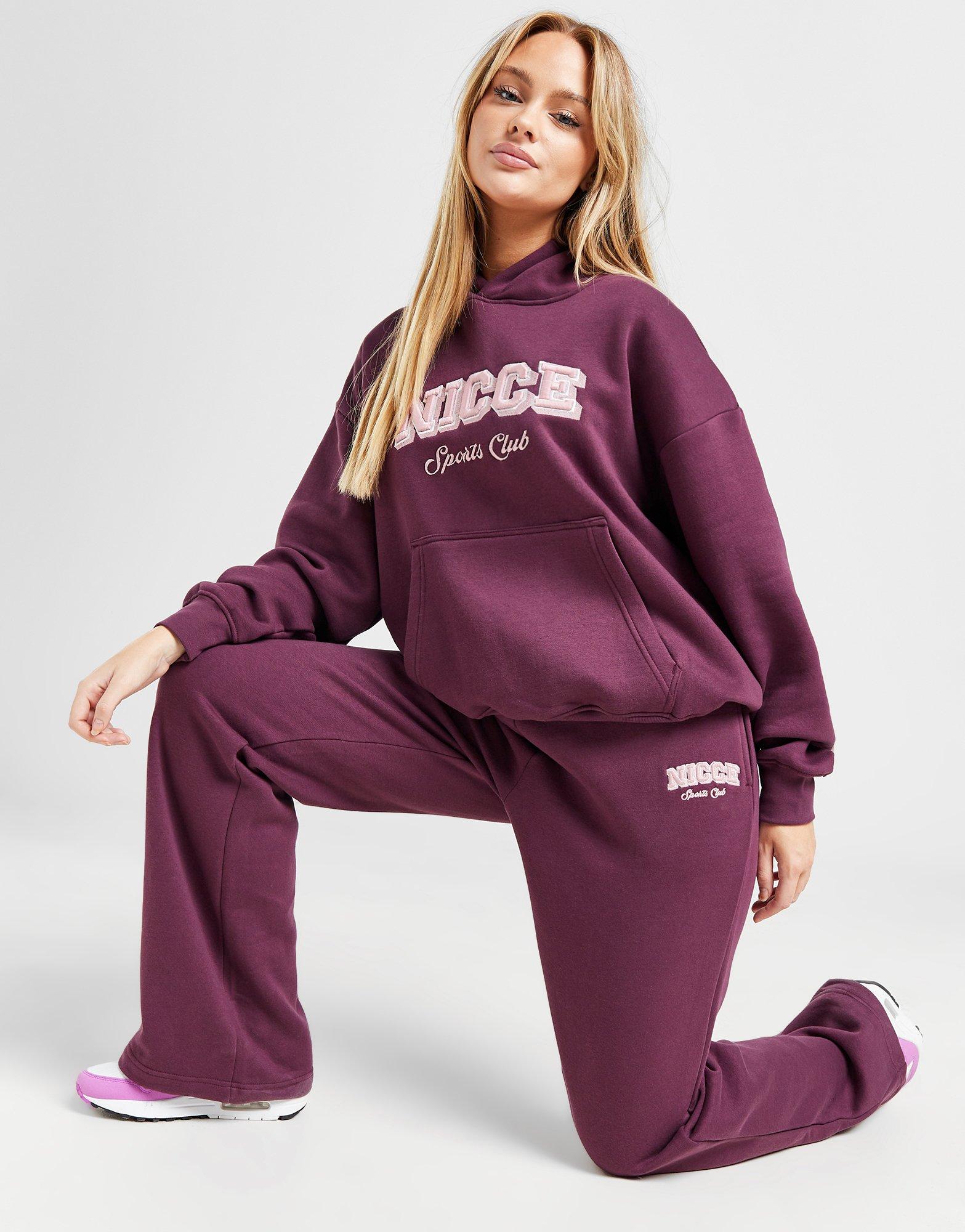 Purple Nicce Sports Logo Wide Leg Joggers