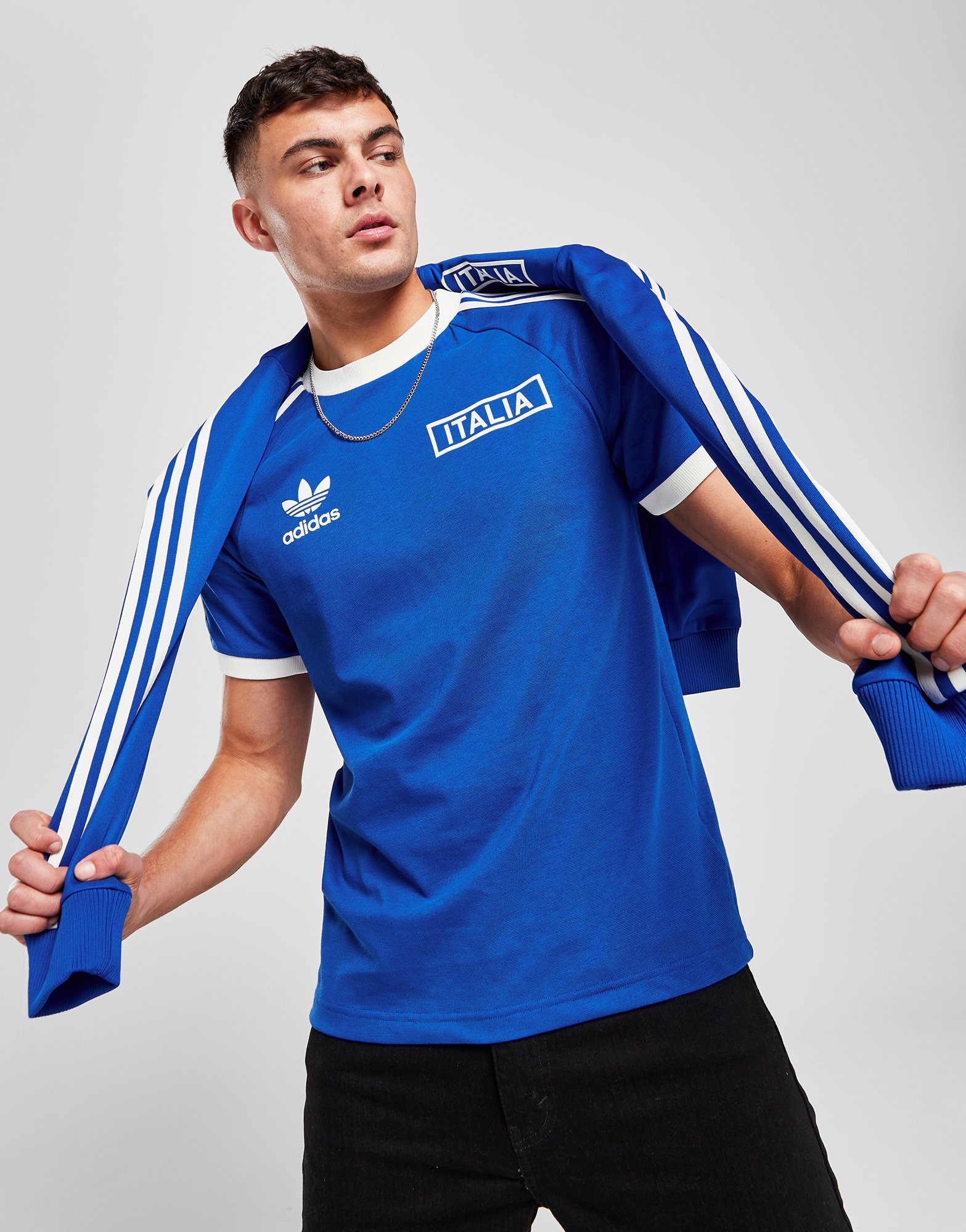 Royal Blue adidas Italy Classics 3-Stripes T-Shirt | JD Sports