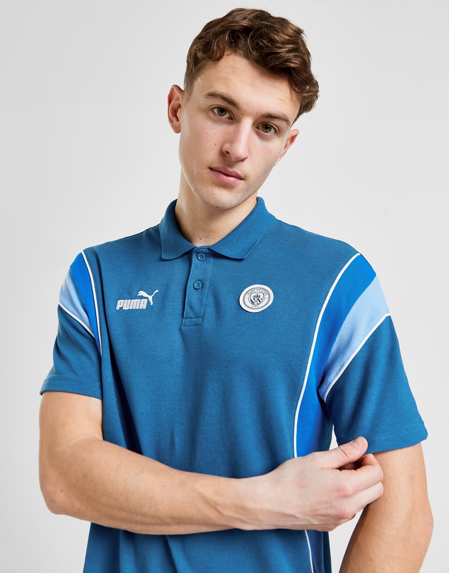 Blue PUMA Manchester City Fc Archive Polo Shirt JD Sports