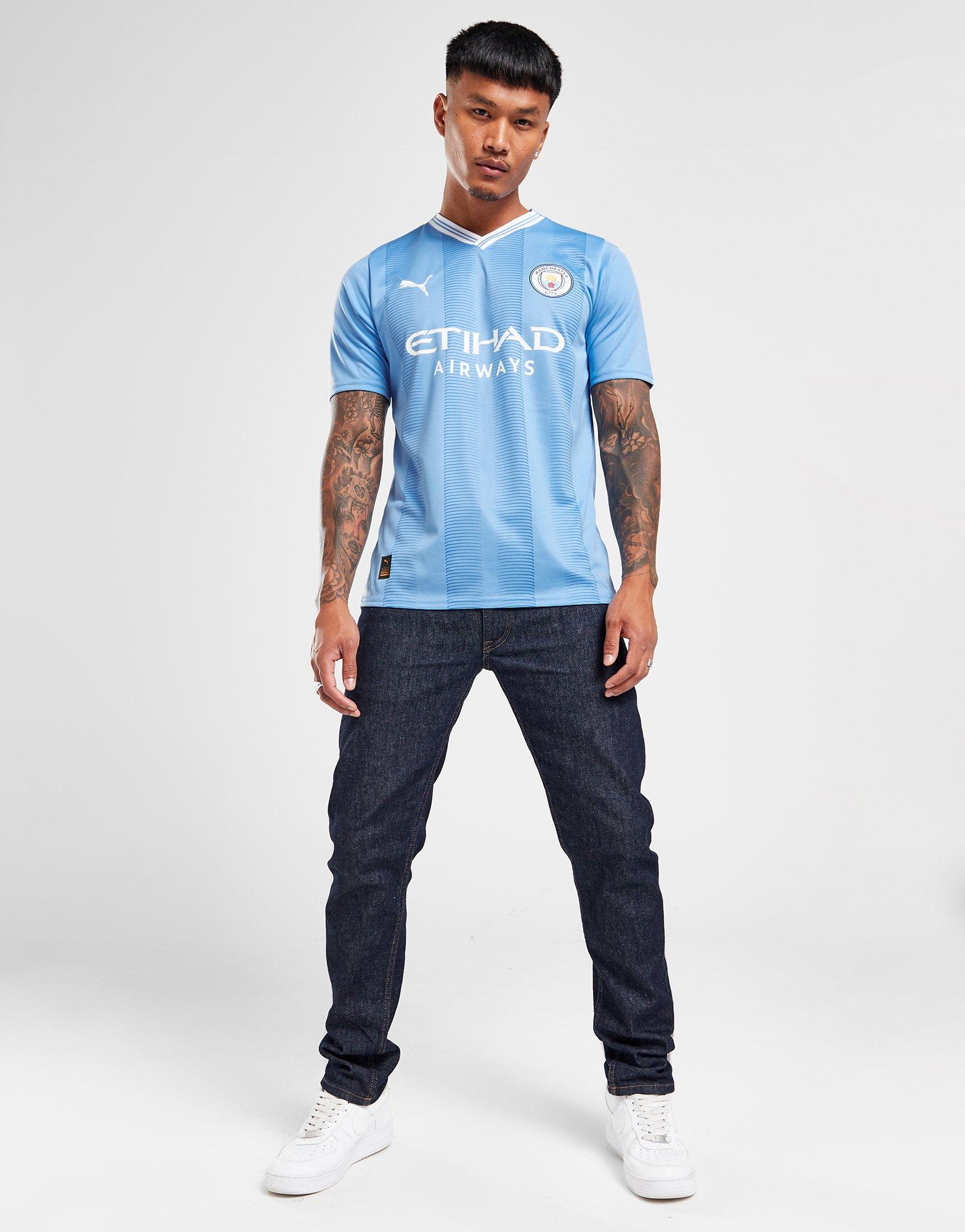 : PUMA Men's Manchester City F.c. Home Shirt Replica with Sponsor  Logo : Sports & Outdoors