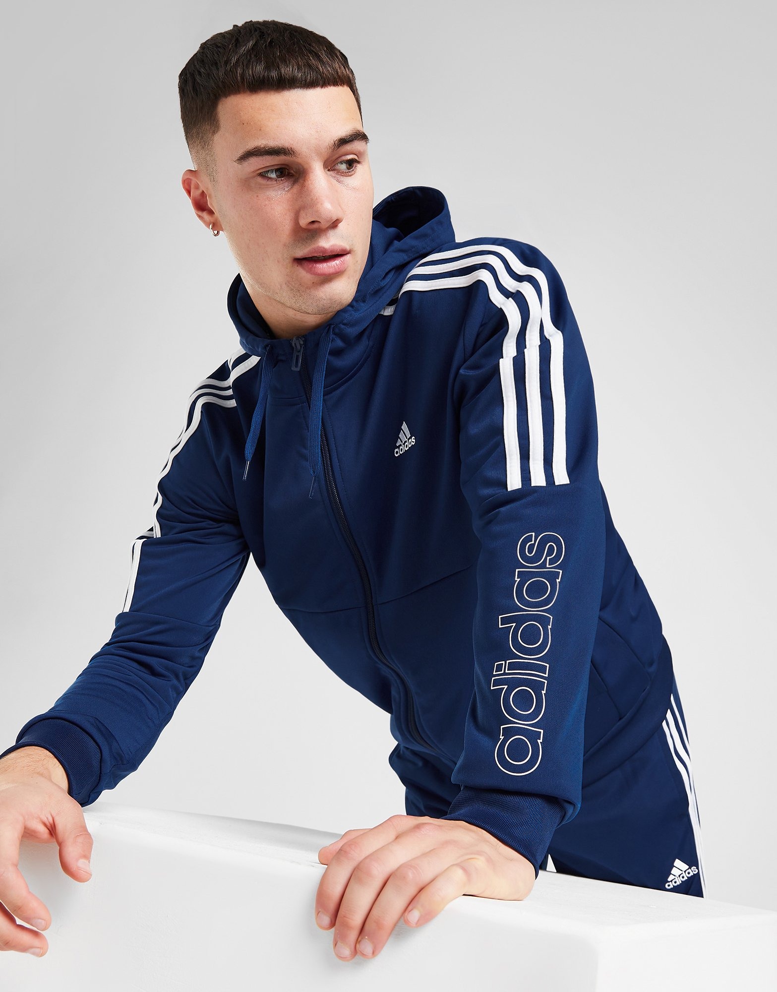 Blue adidas Poly Linear Hoodie JD Sports Global