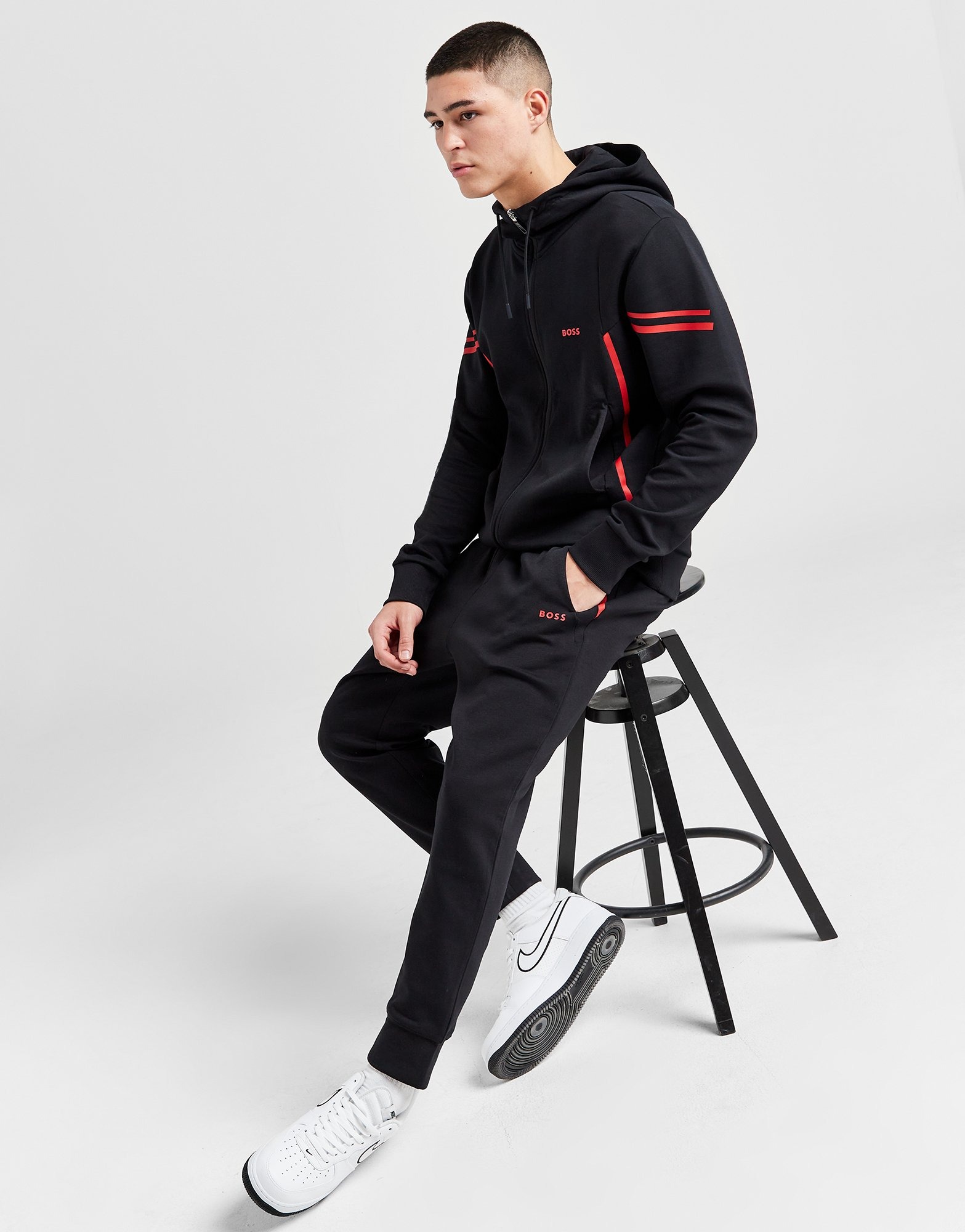 Black BOSS Pixel Full Zip Hooded Tracksuit - JD Sports Ireland