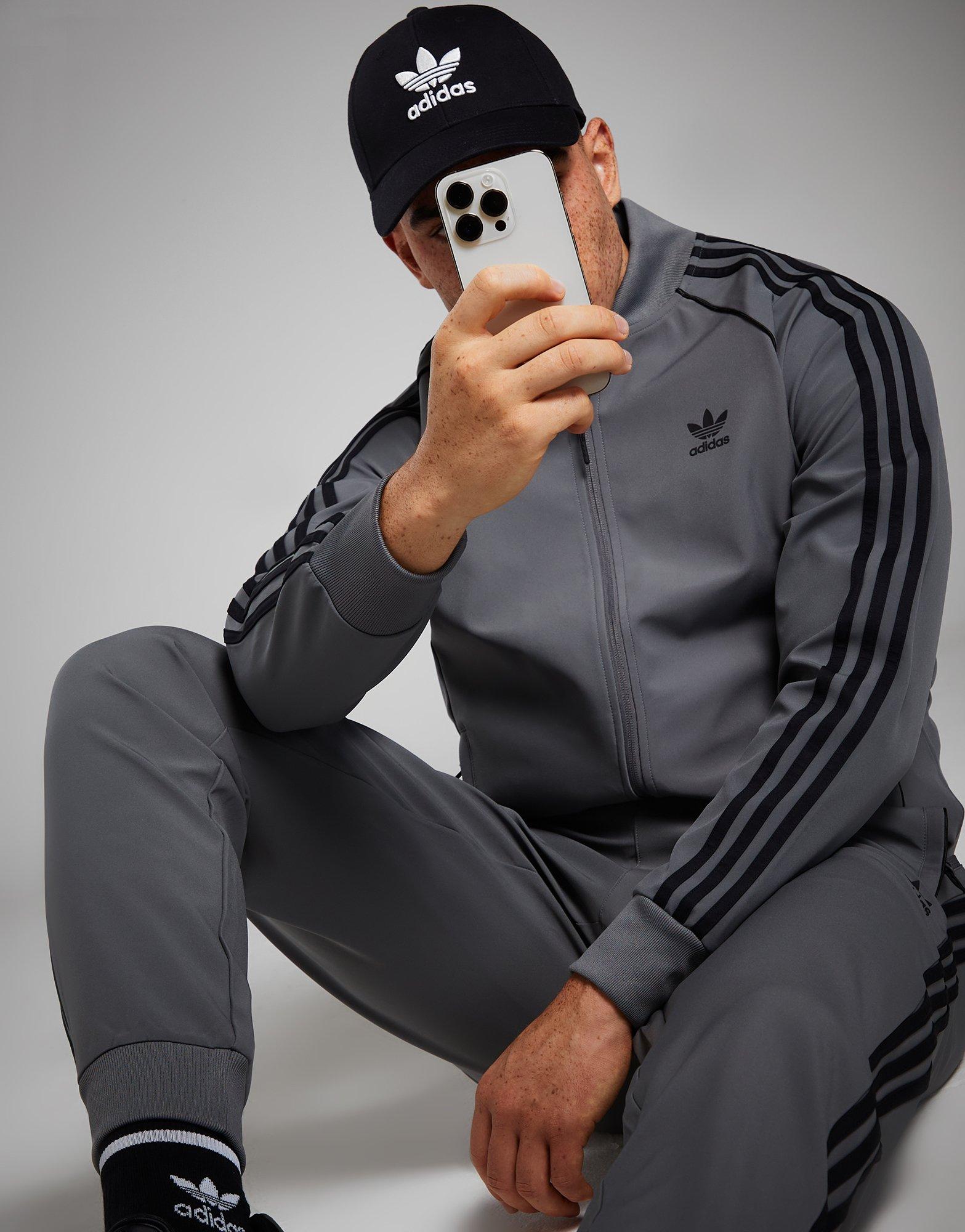 Grey adidas best sale tracksuit mens