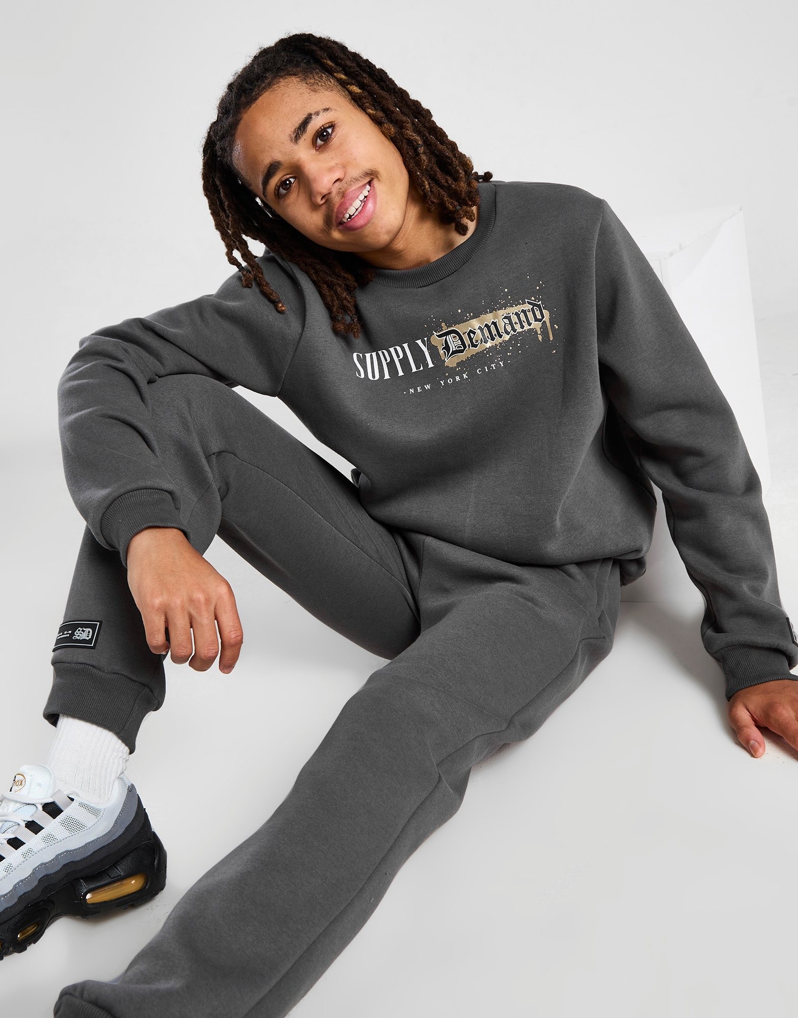 Grey Supply & Demand Tagged Crew Sweatshirt Junior JD Sports