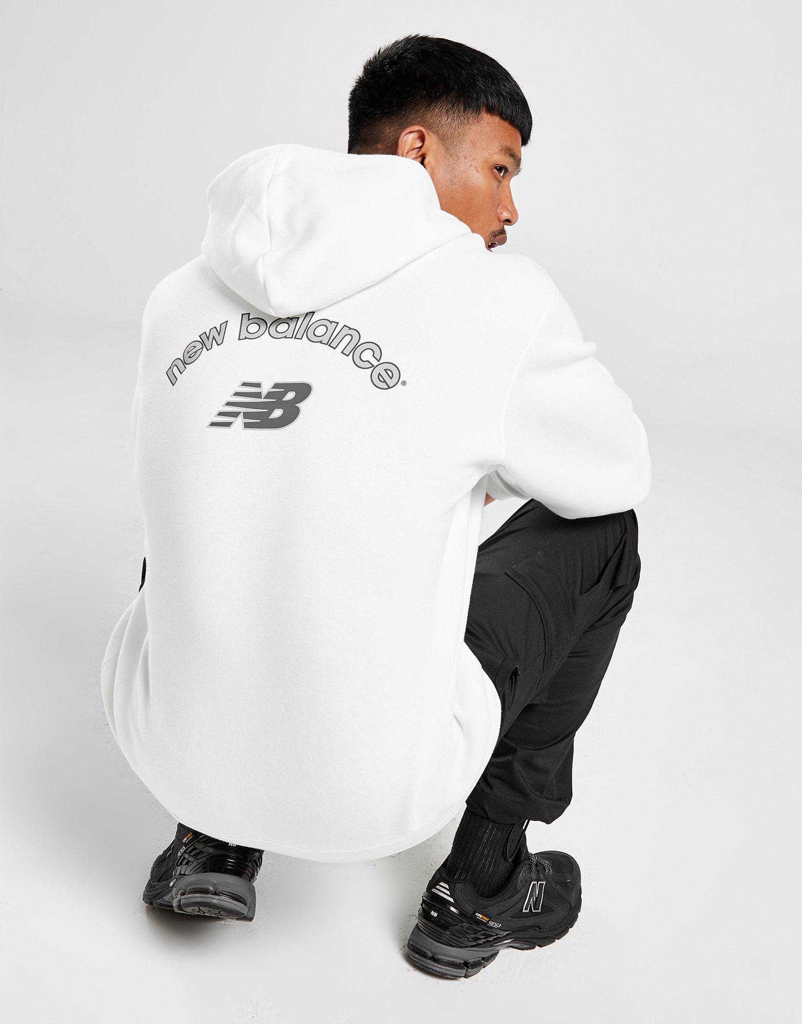 New Balance washed hoodie with logo in off white