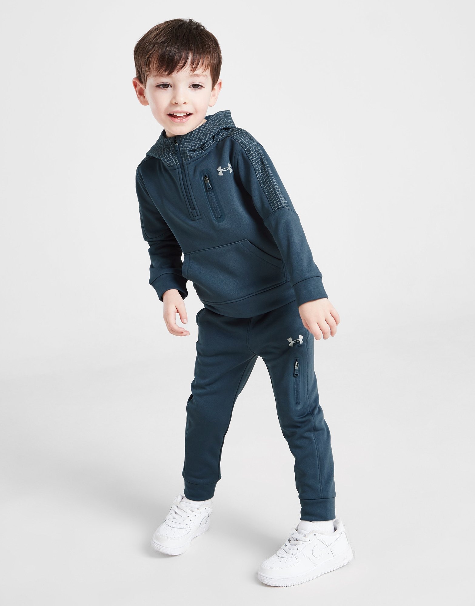 Grey Under Armour Grid Hooded Tracksuit Infant | JD Sports UK