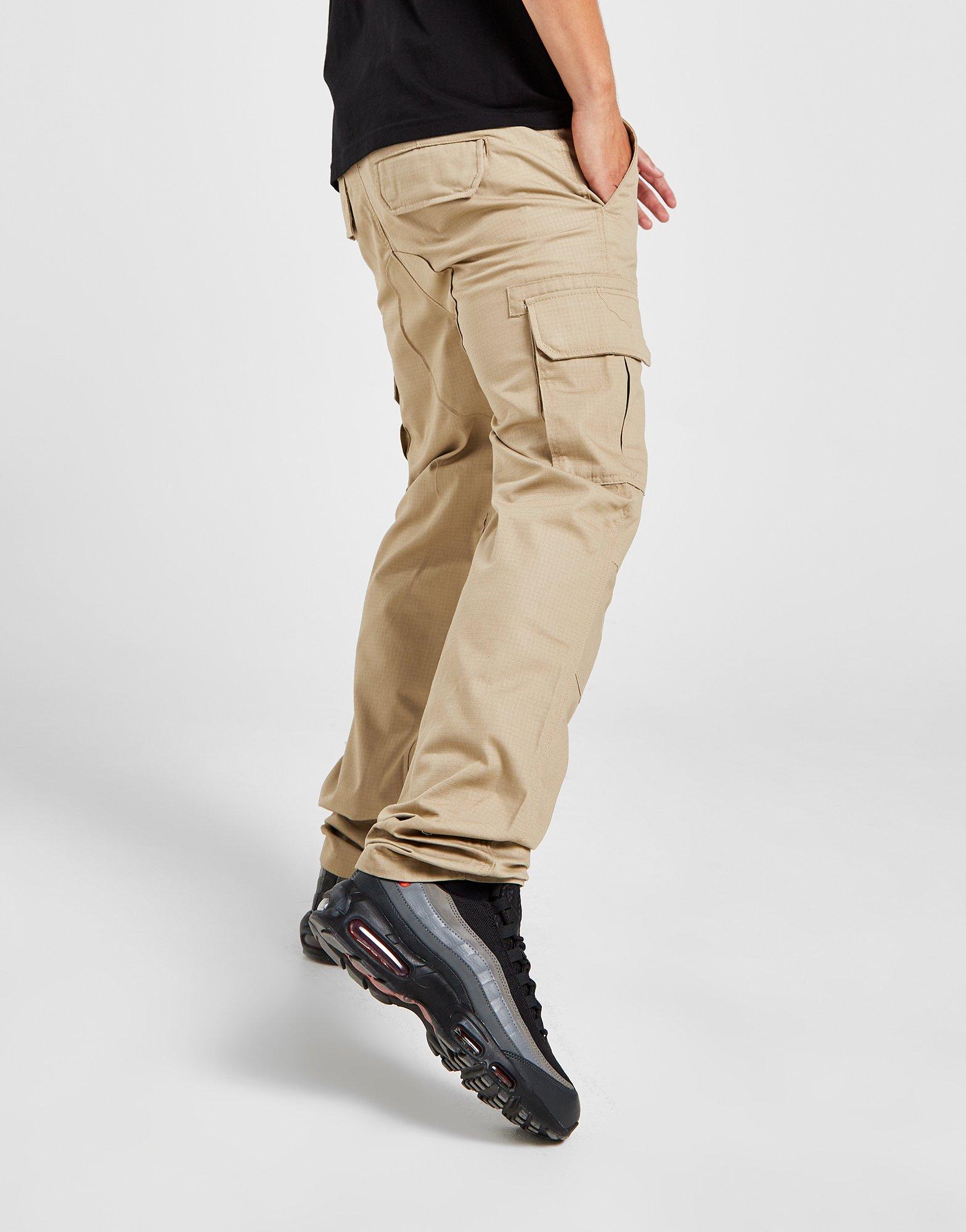 Men's Beige Cuffed Hem Cargo Trousers - CAMPUS SUTRA