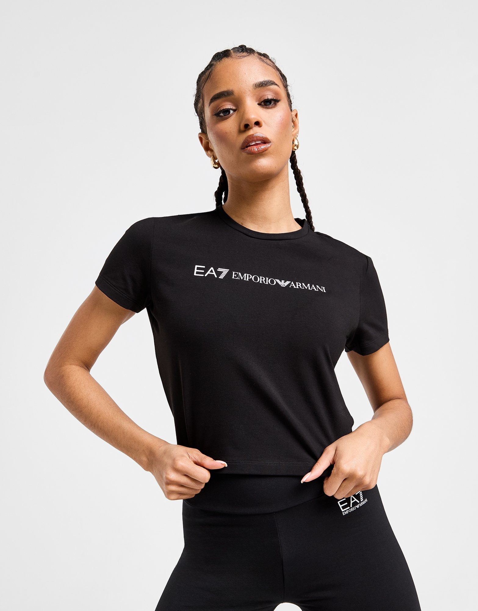 EA7 Emporio Armani T shirt court Logo Slim Femme Noir JD Sports France