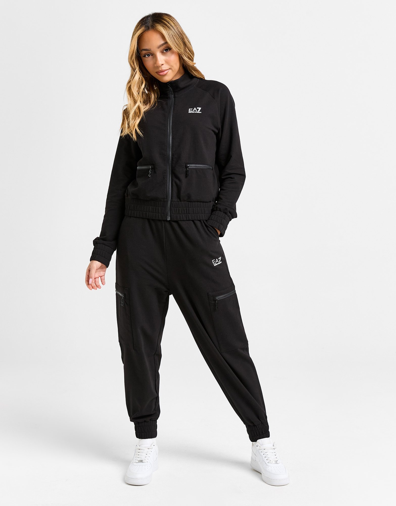 Black Emporio Armani EA7 Full Zip Cargo Tracksuit - JD Sports