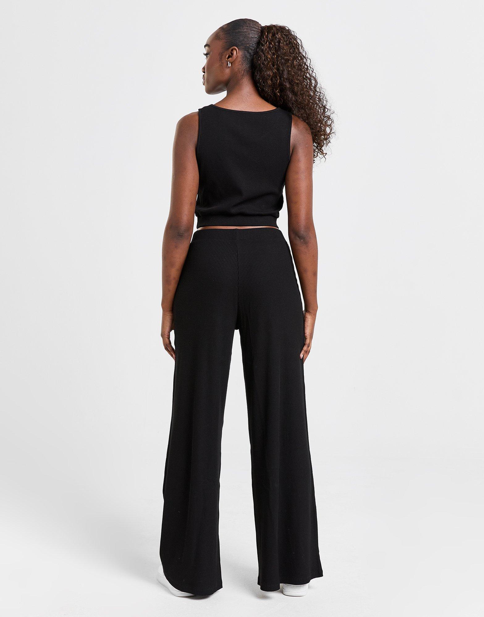 Emporio Armani EA7 Ribbed Crop Top/Wide Leg Joggers Set