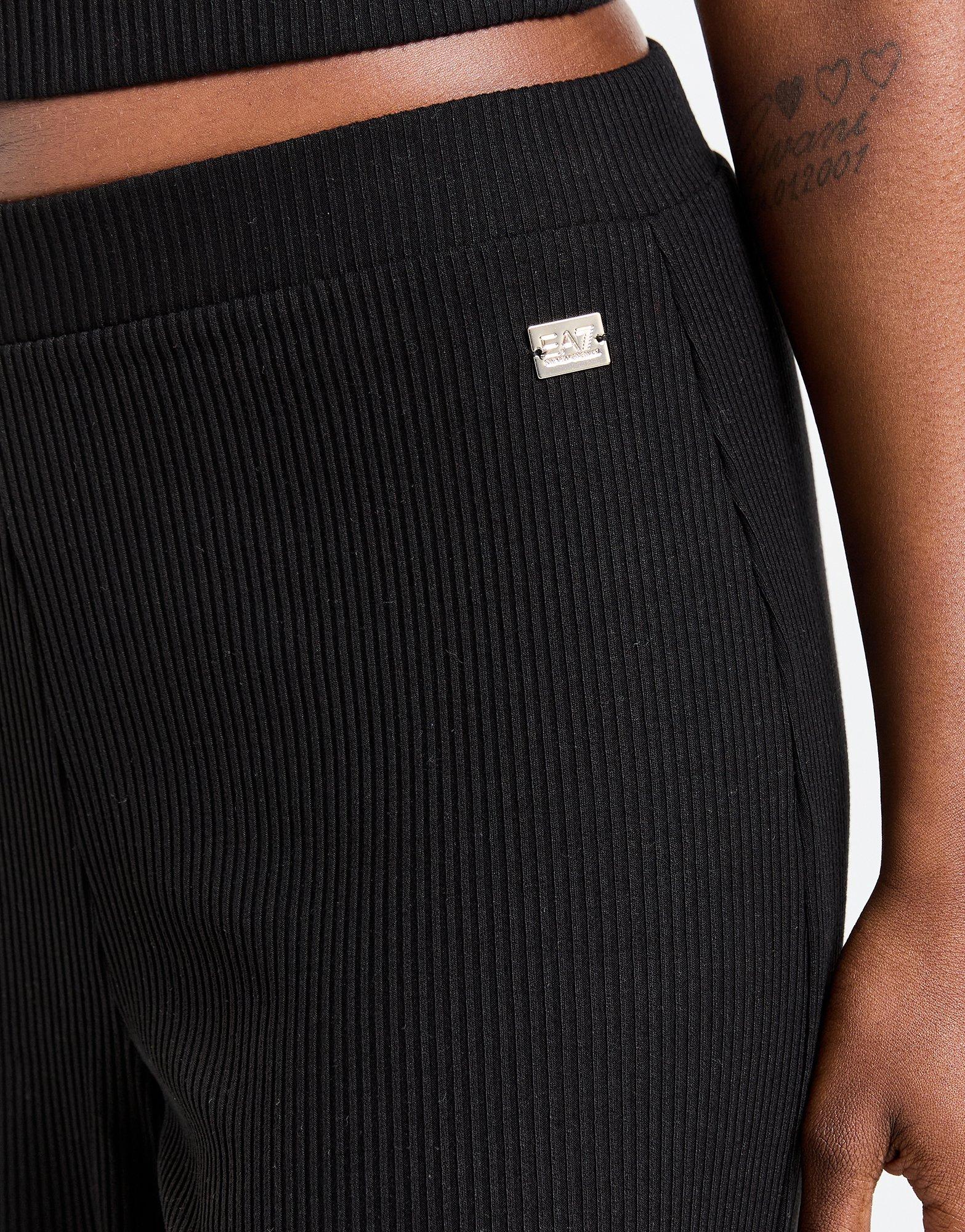 Emporio Armani EA7 Ribbed Crop Top/Wide Leg Joggers Set