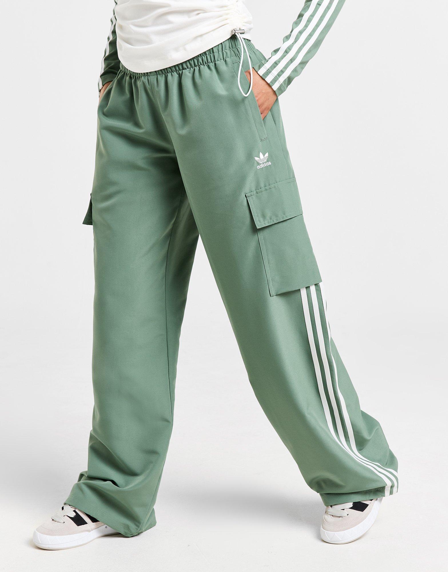 Adidas green stripe trousers hotsell