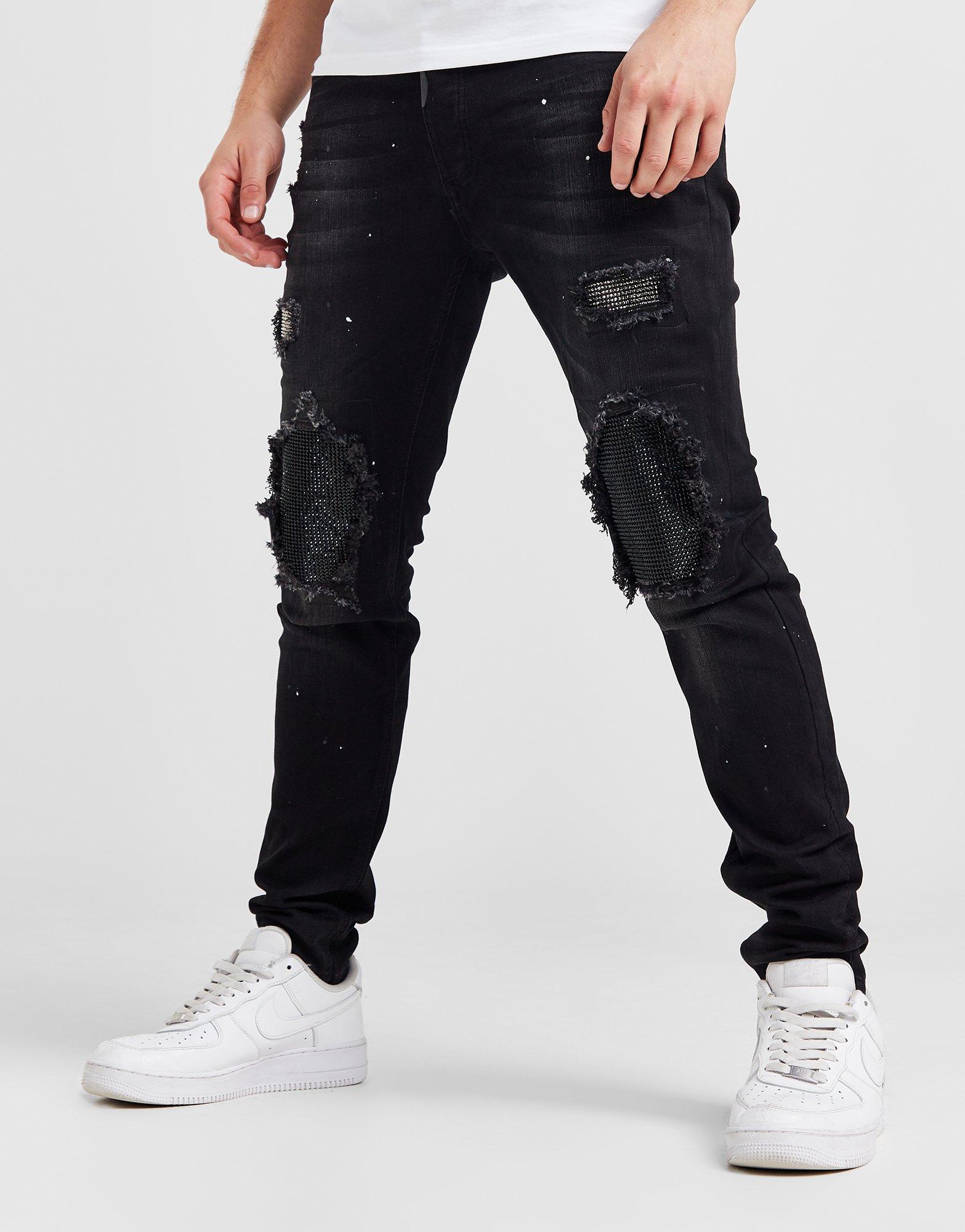 Fashion Brand Skinny Trousers Hem Zip Jeans Ripped Biker Pants