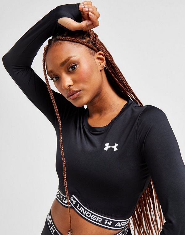Black Under Armour Crossover Long Sleeve Crop Top - JD Sports Global