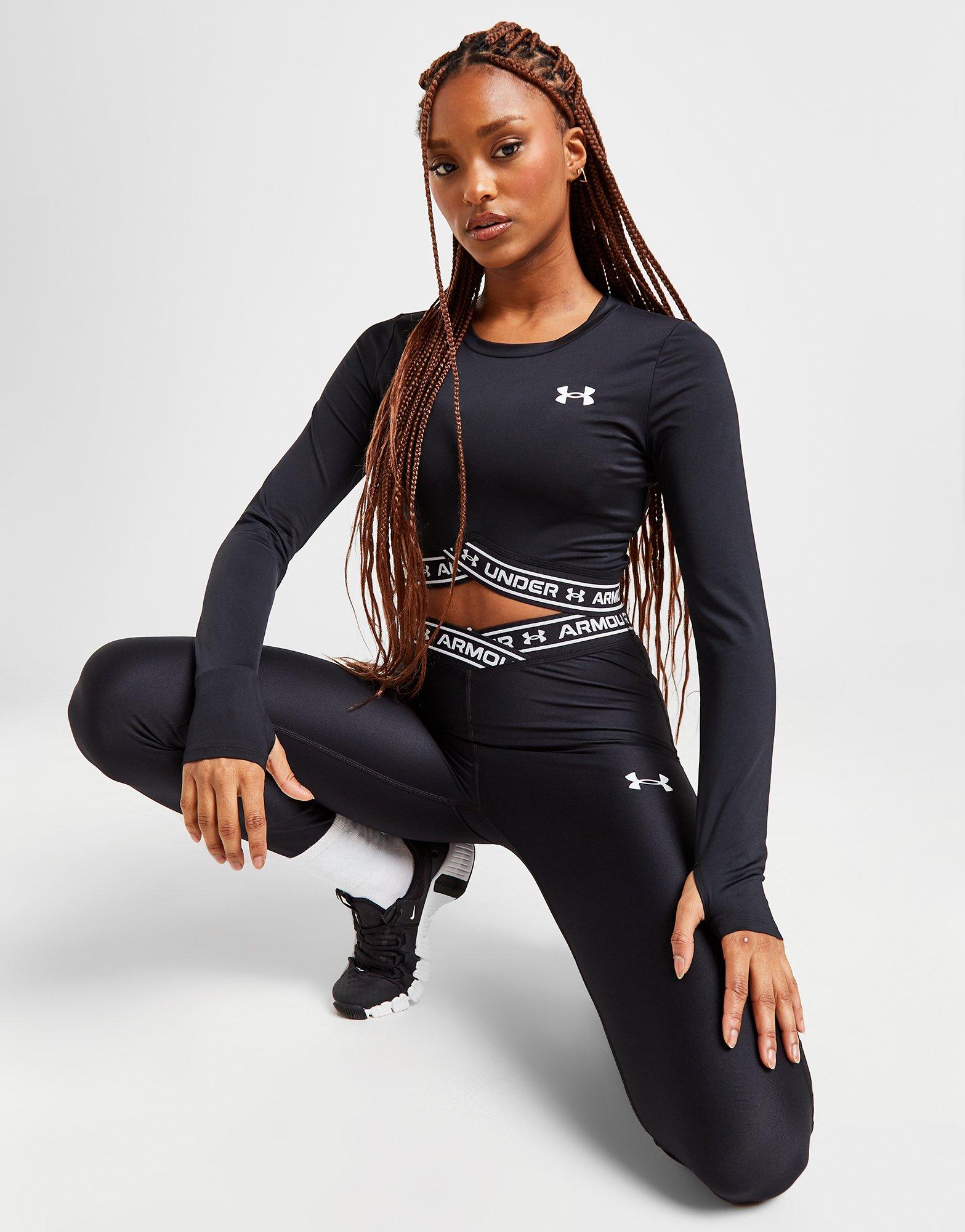 Black Under Armour Crossover Long Sleeve Crop Top - JD Sports Global