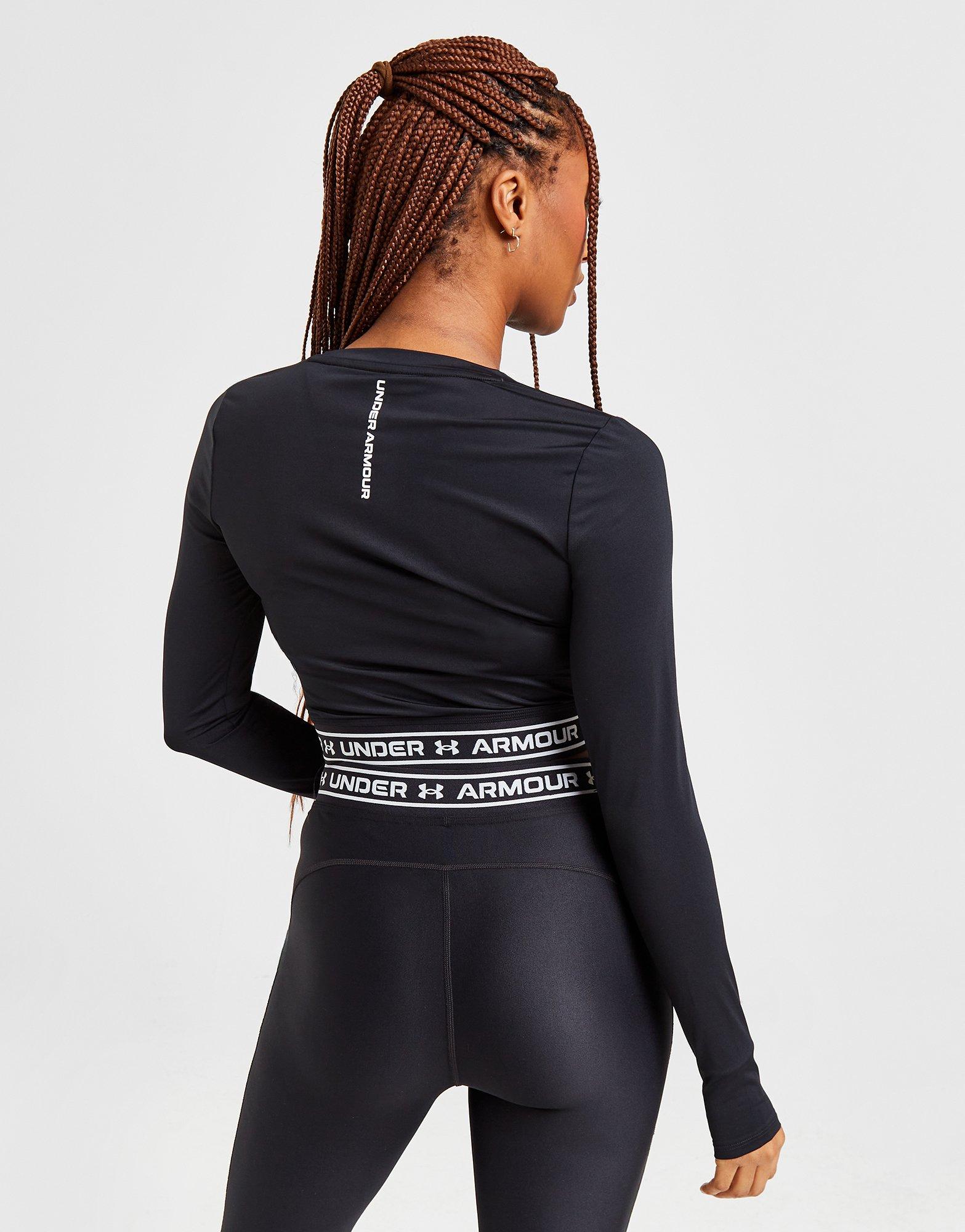 Black Under Armour Crossover Long Sleeve Crop Top - JD Sports Global