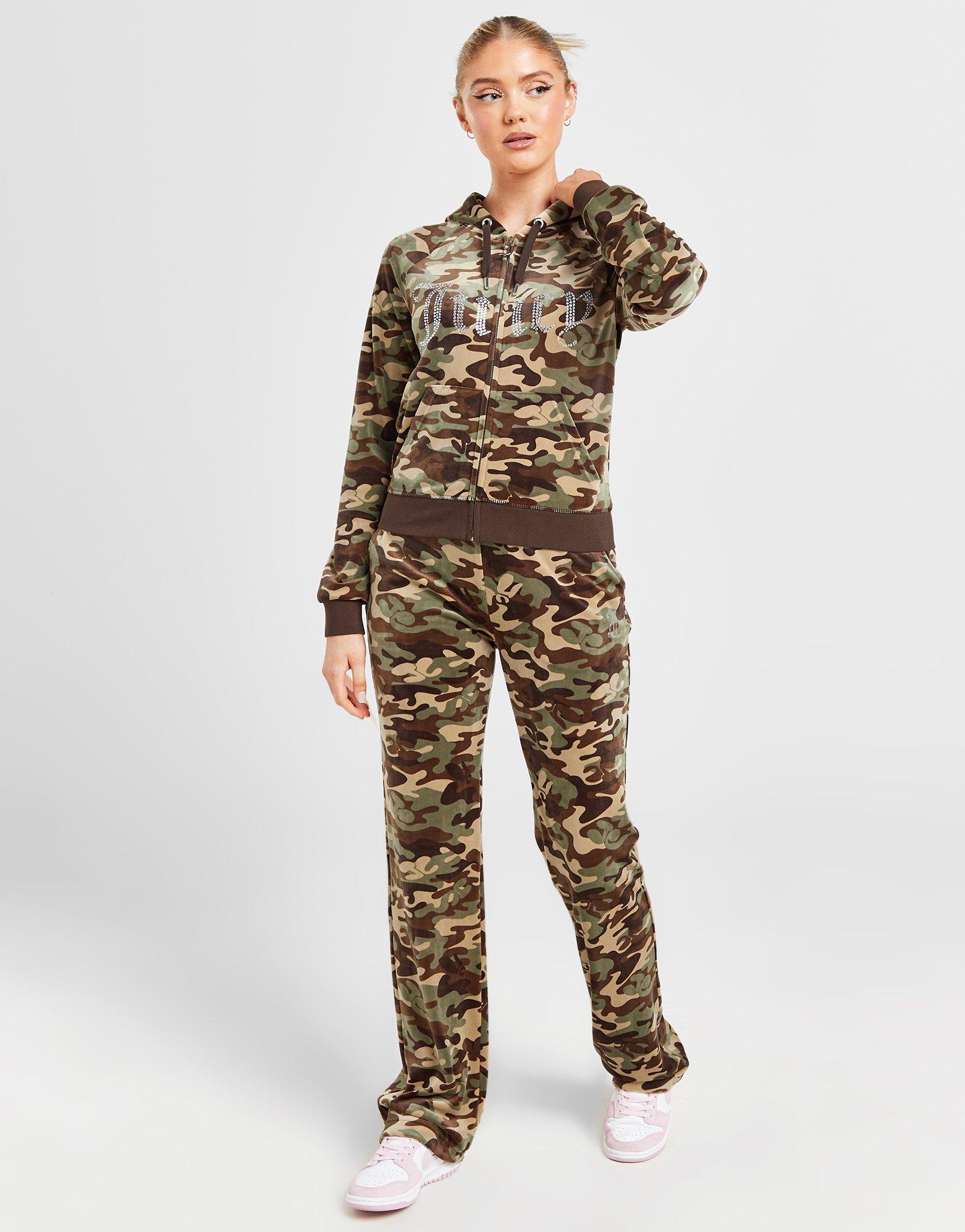 Juicy Couture Diamante Velour Camo Hoodie