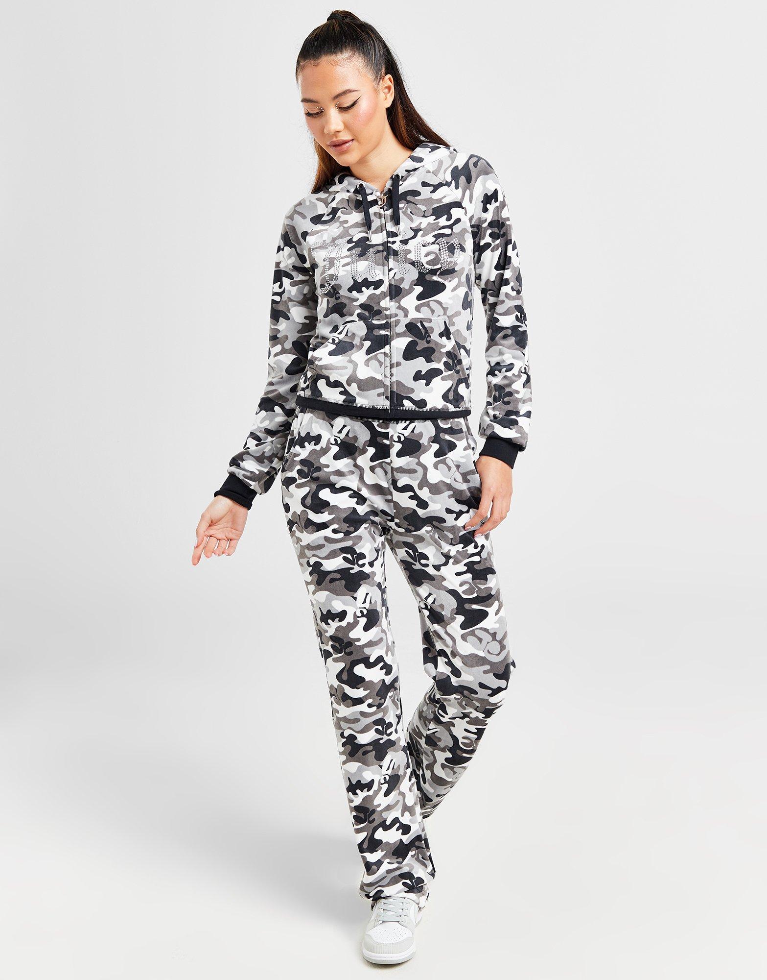 Grey JUICY COUTURE Diamante Velour Camo Track Pants - JD Sports Global