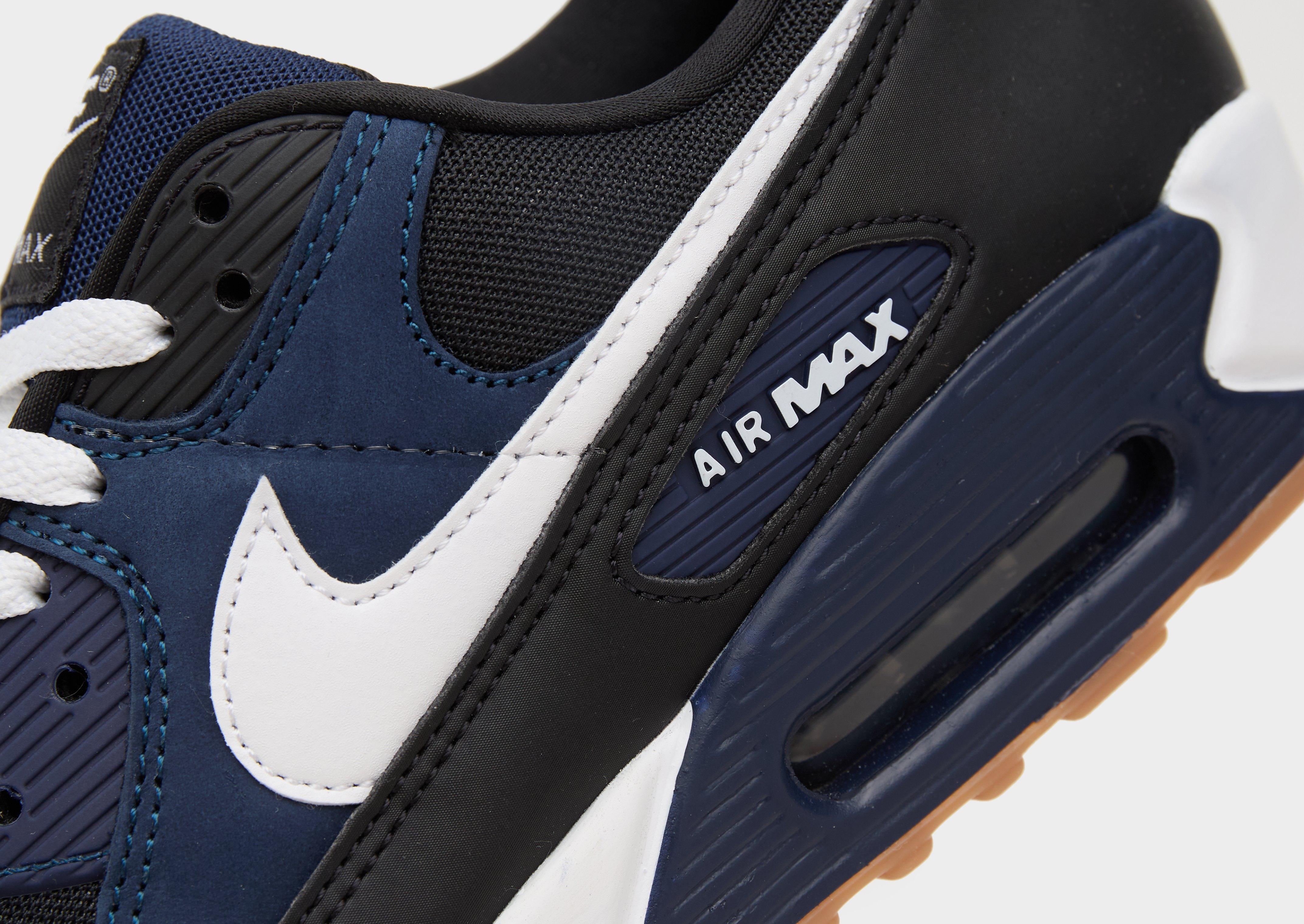 Air max 90 navy blue hot sale and white