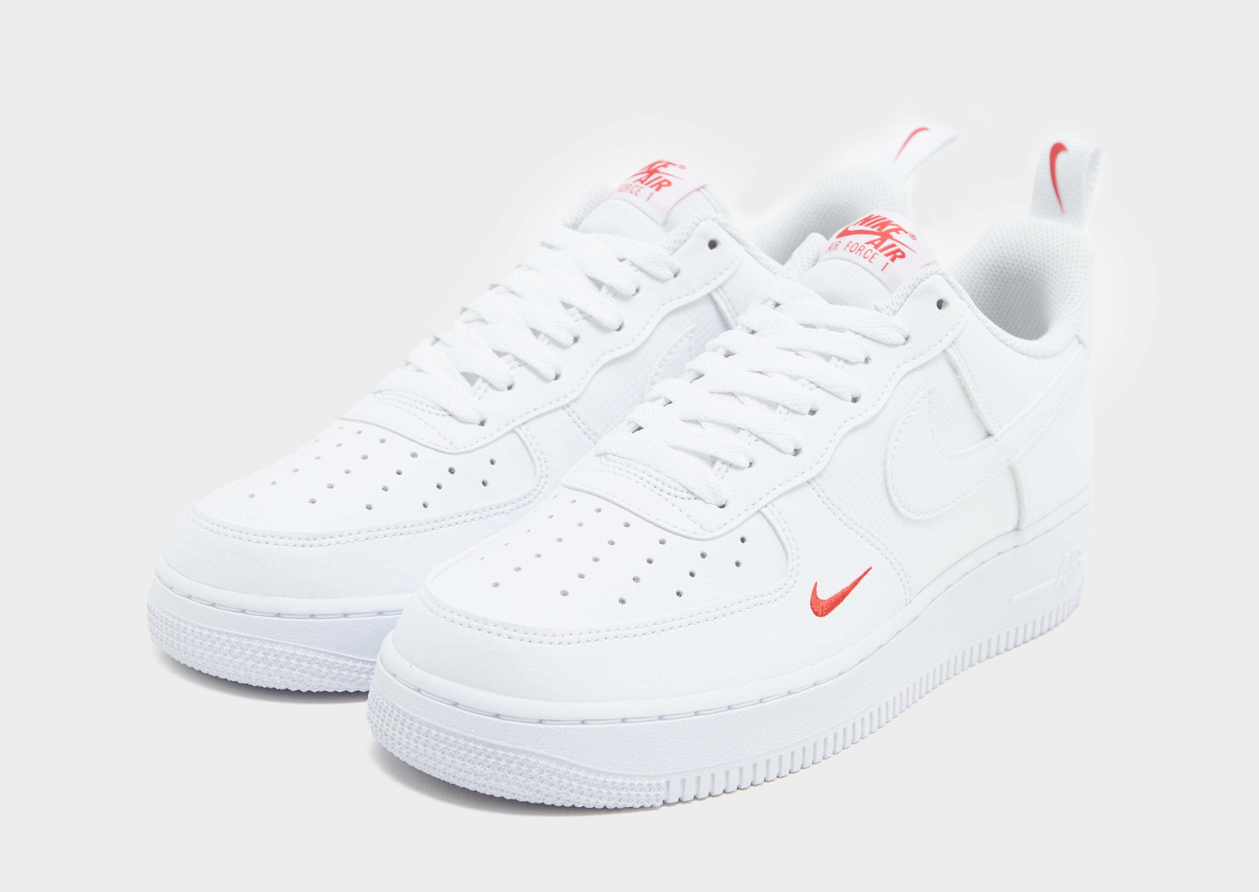 Nike air force white with red tick on sale