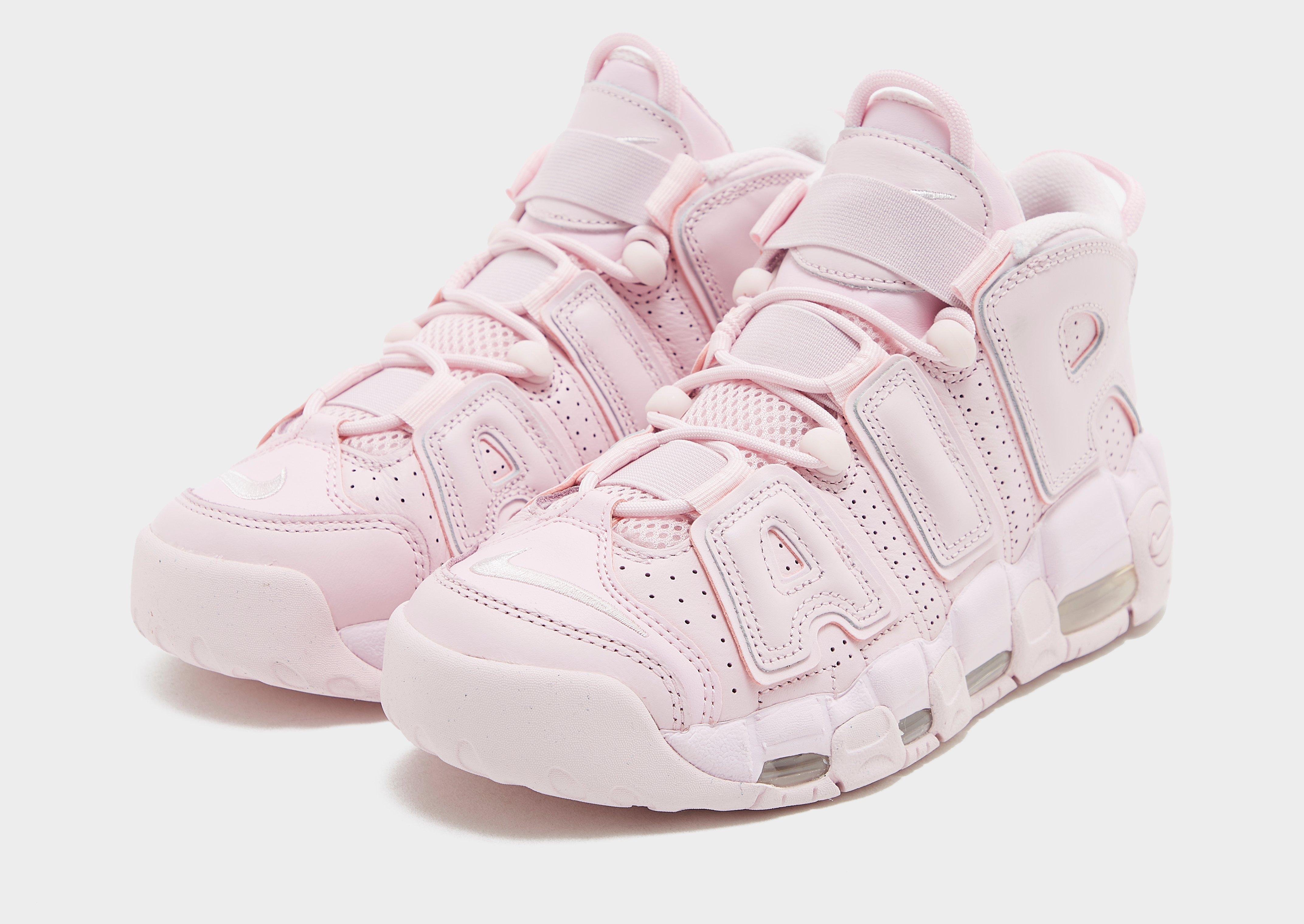 Nike air uptempo pink deals and white