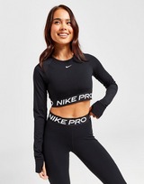 Nike Dri-FIT korte top met lange mouwen voor dames Pro