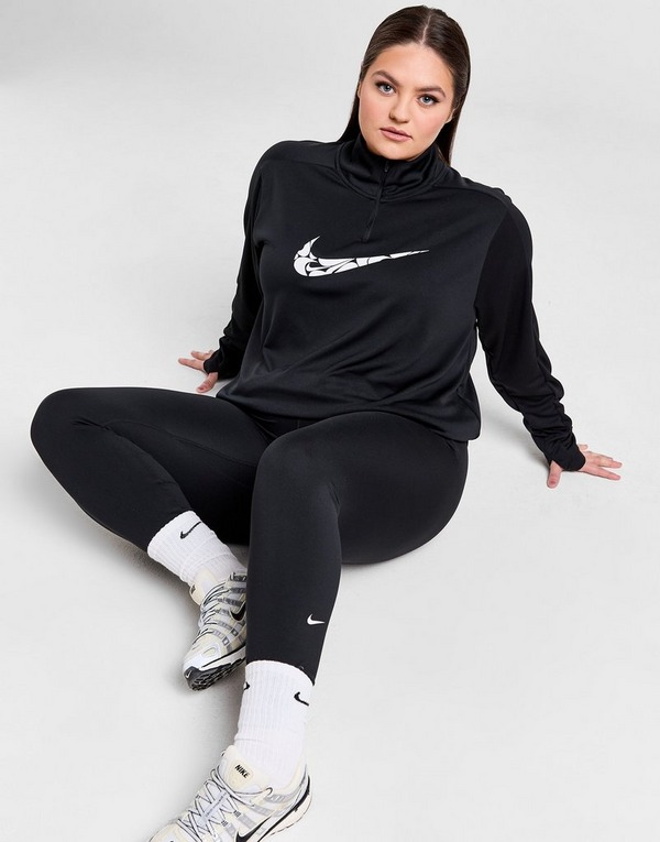 Nike Plus Size Swoosh 1/4 Zip Top em Preto
