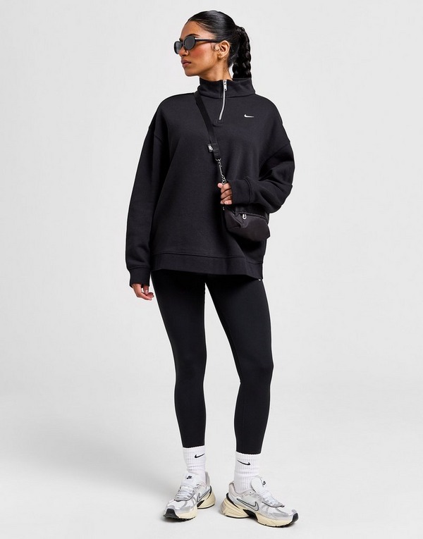 Nike Oversized damestop van fleece met korte rits voor dames Sportswear