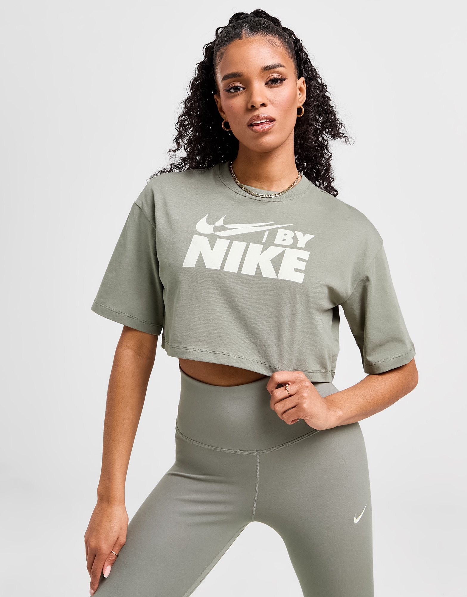 Brown Nike Swoosh Crop T-Shirt | JD Sports UK