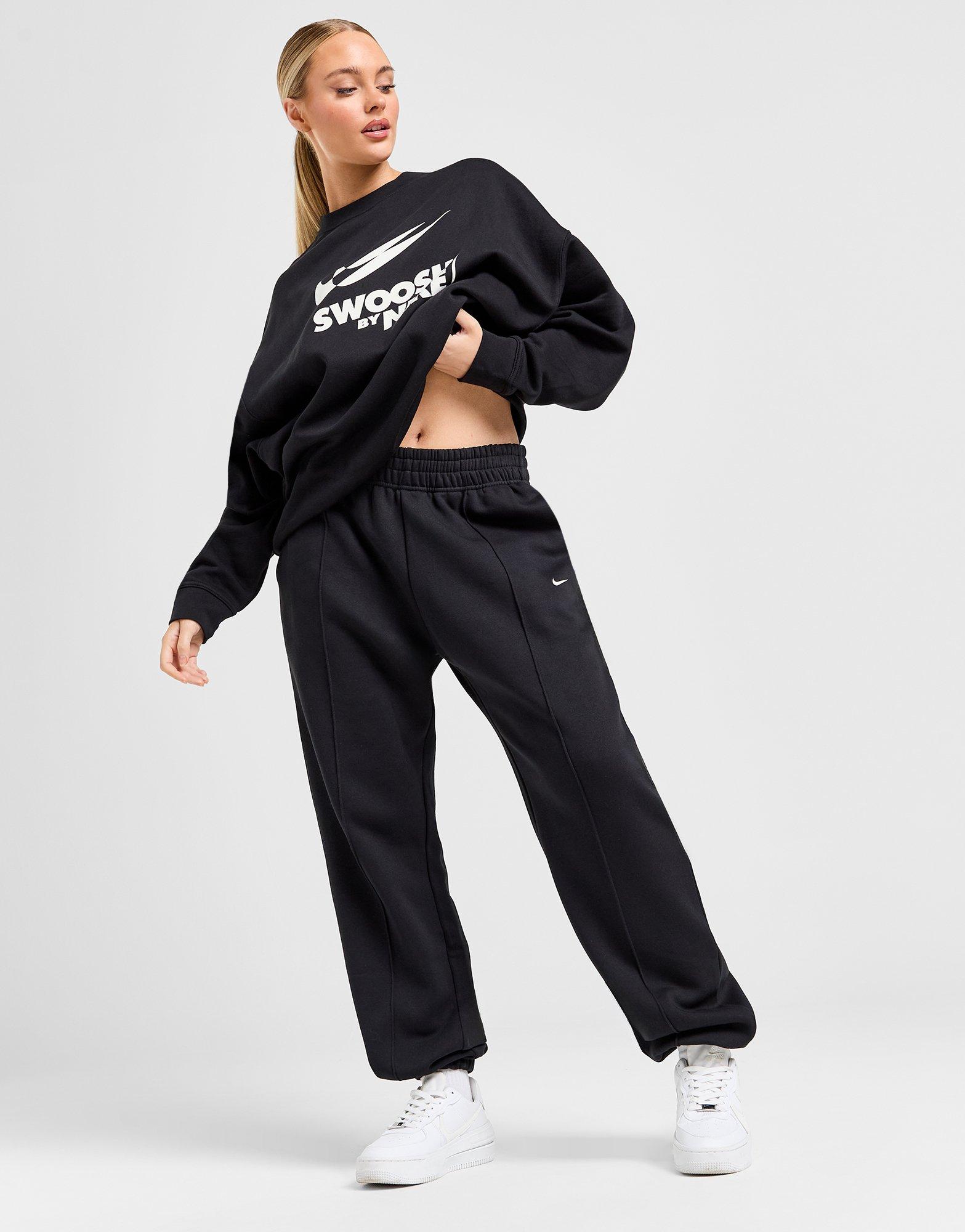 Black Nike Swoosh Fleece Oversized Joggers JD Sports UK