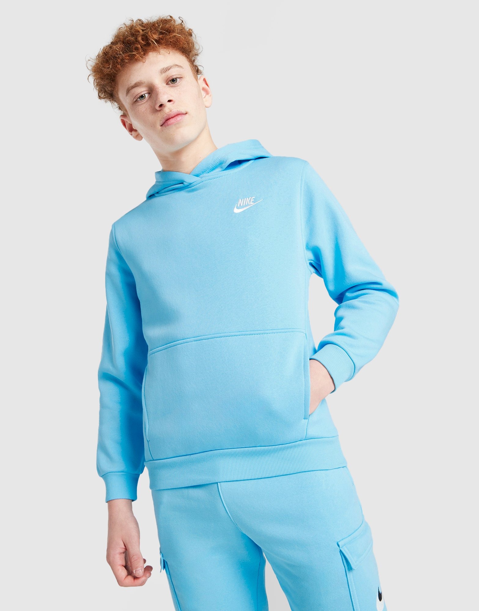 Blue Nike Club Fleece Overhead Hoodie Junior JD Sports