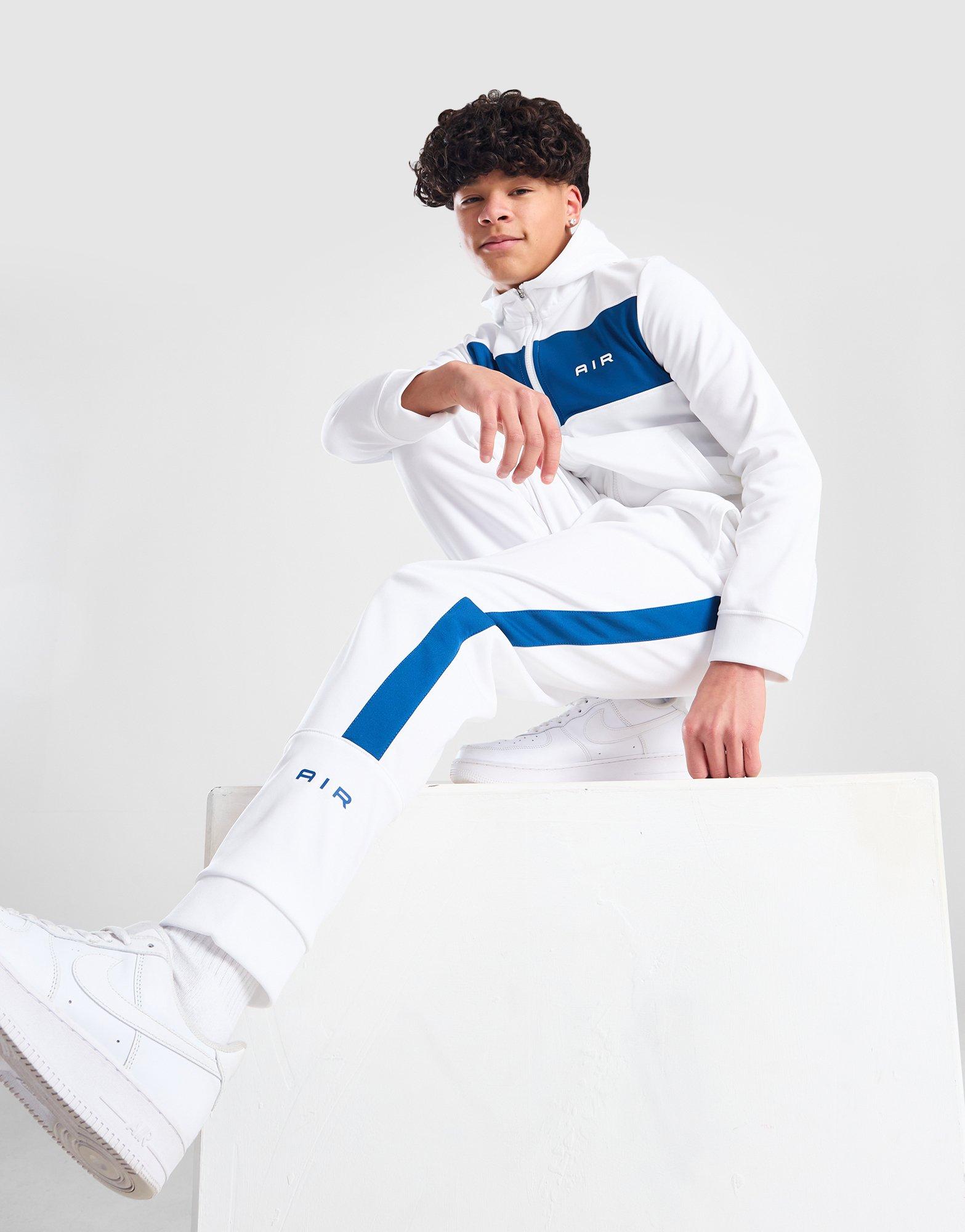 Nike white swoosh track pants hot sale