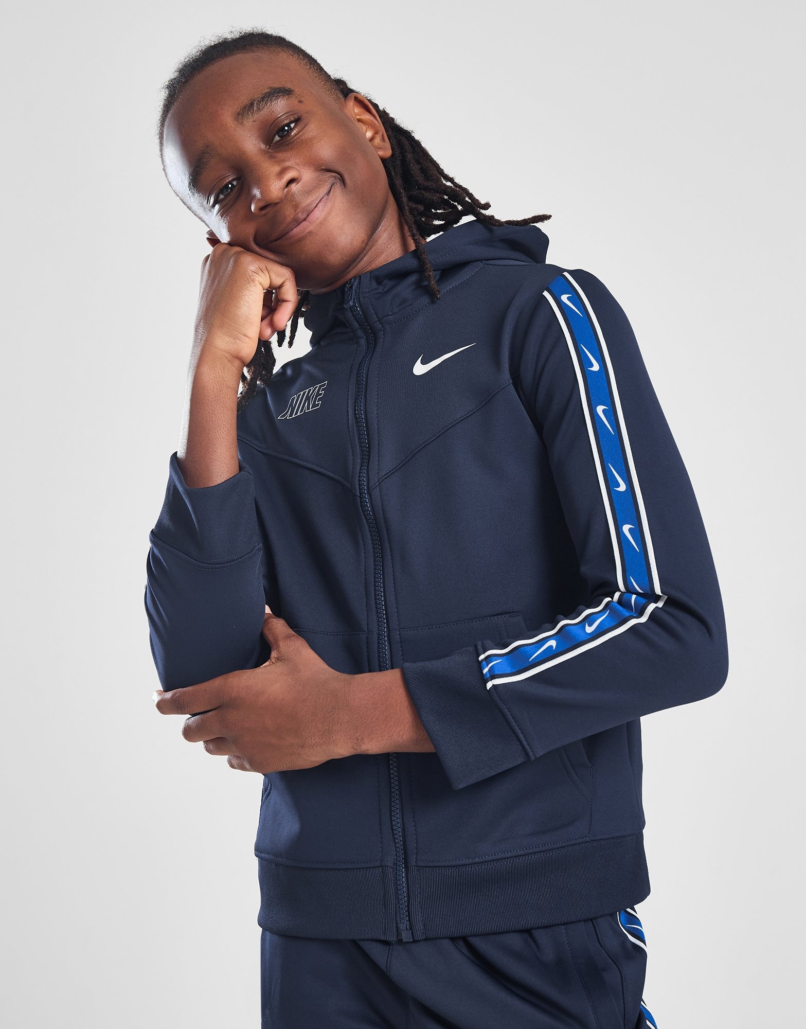 Nike tape full zip hoodie blue online