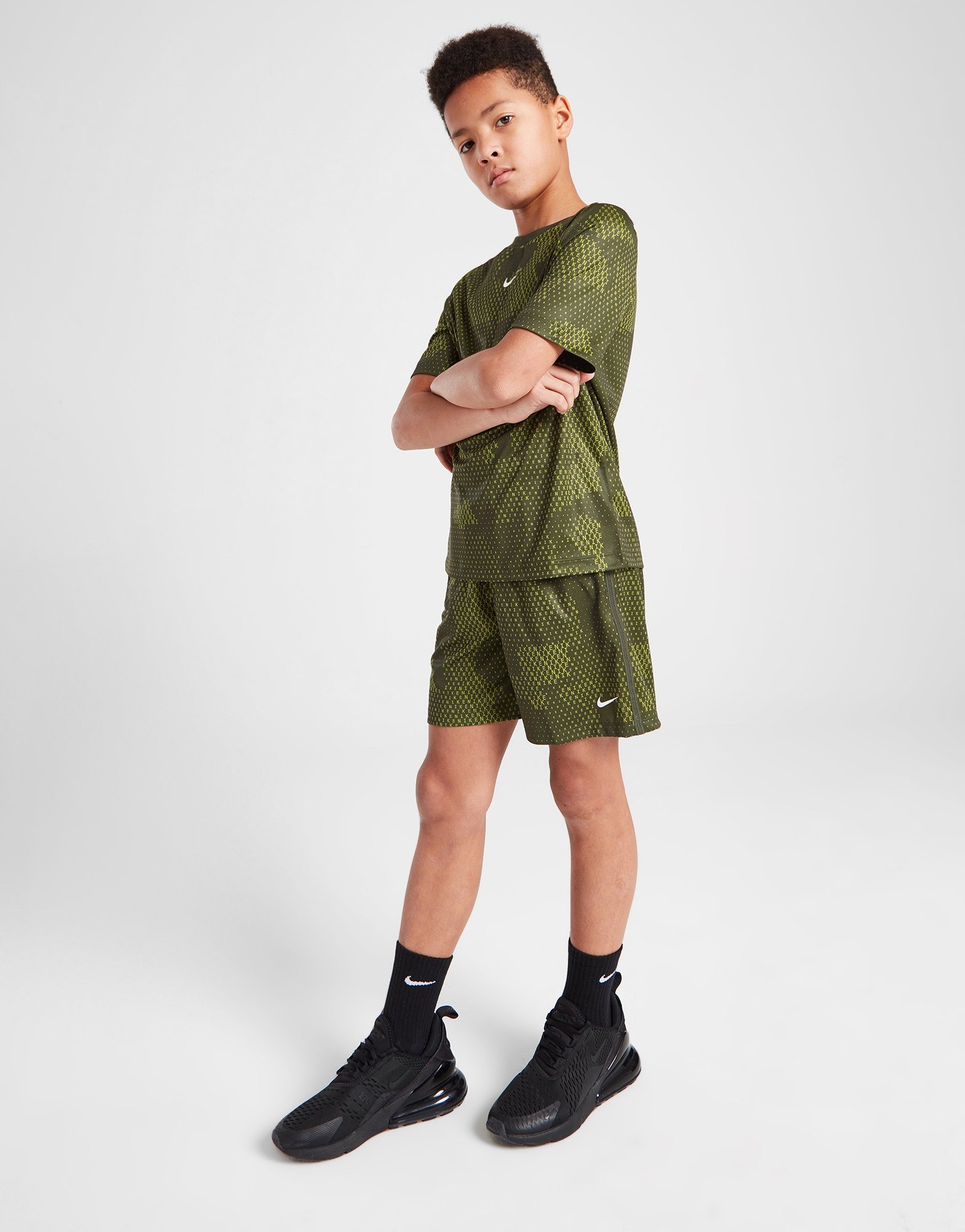 Green Nike Dri-FIT Multi All Over Print Shorts Junior | JD Sports UK