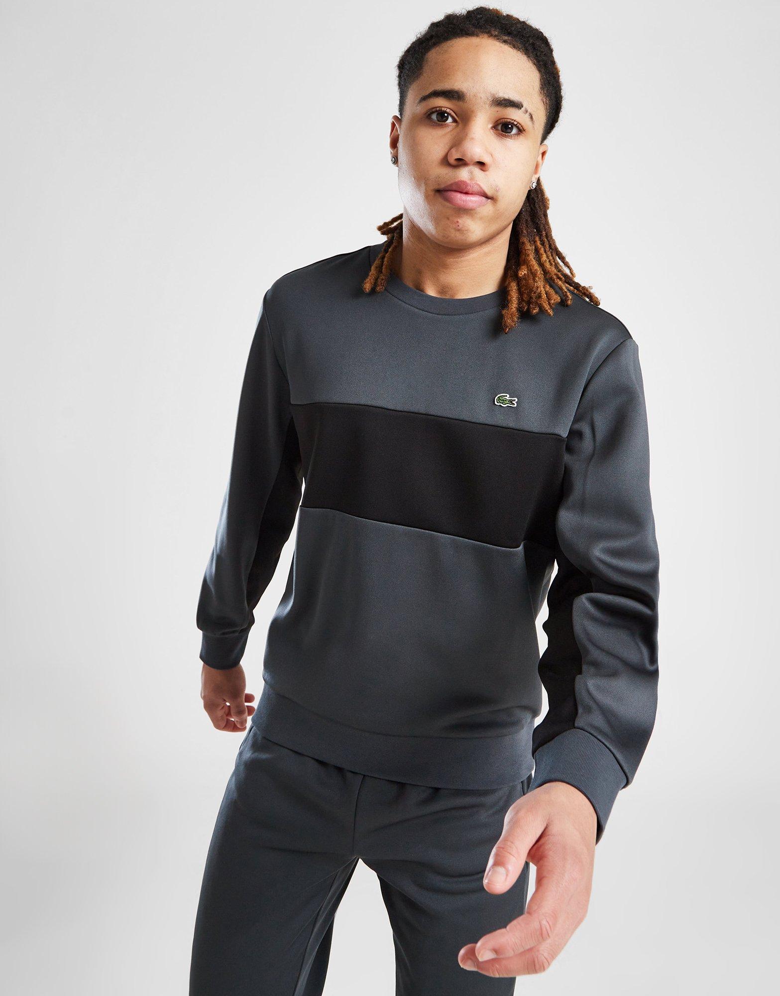 Grey Lacoste Colour Block Crew Sweatshirt Junior JD Sports UK