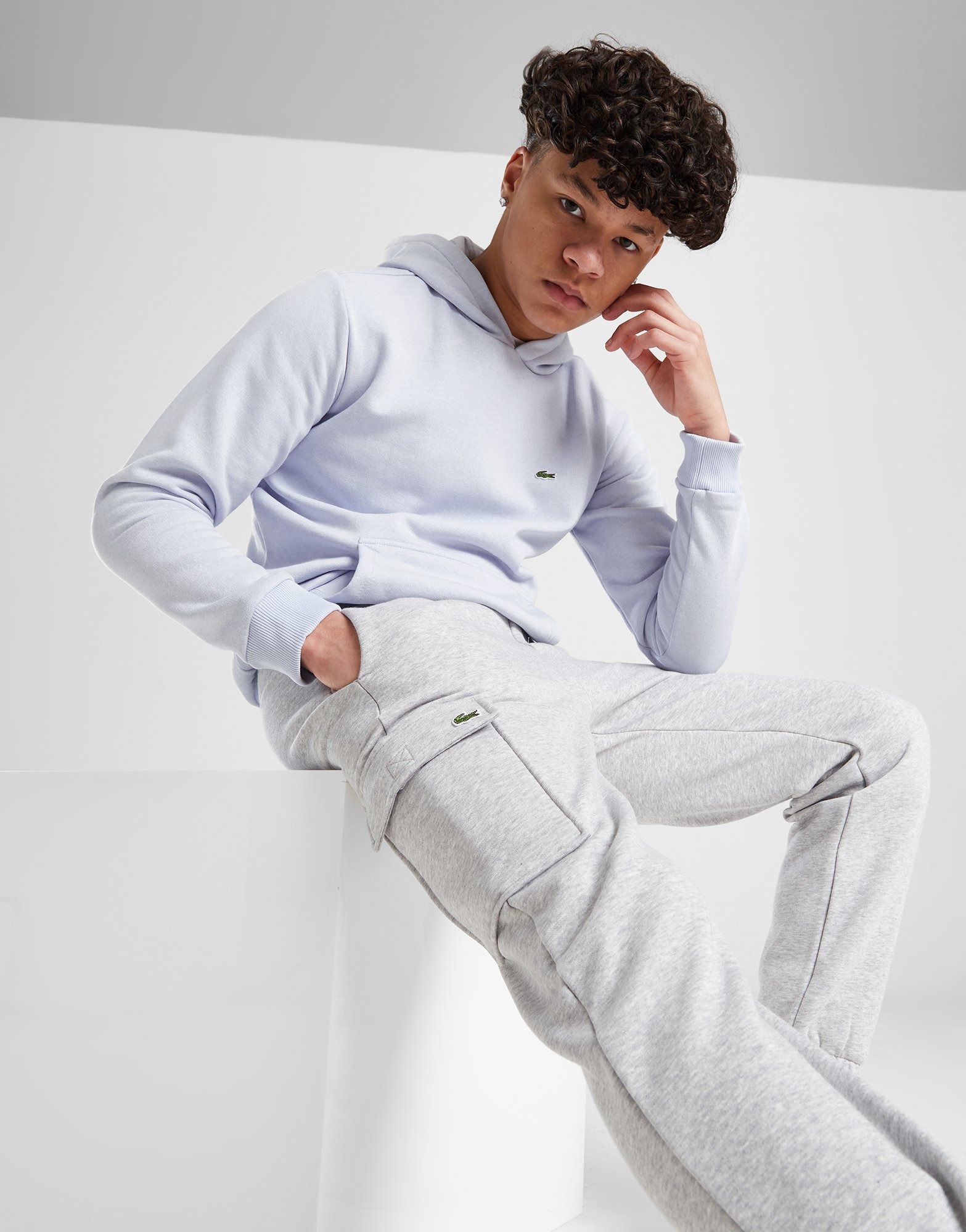 Grey Lacoste Core Essential Cargo Pants Junior JD Sports