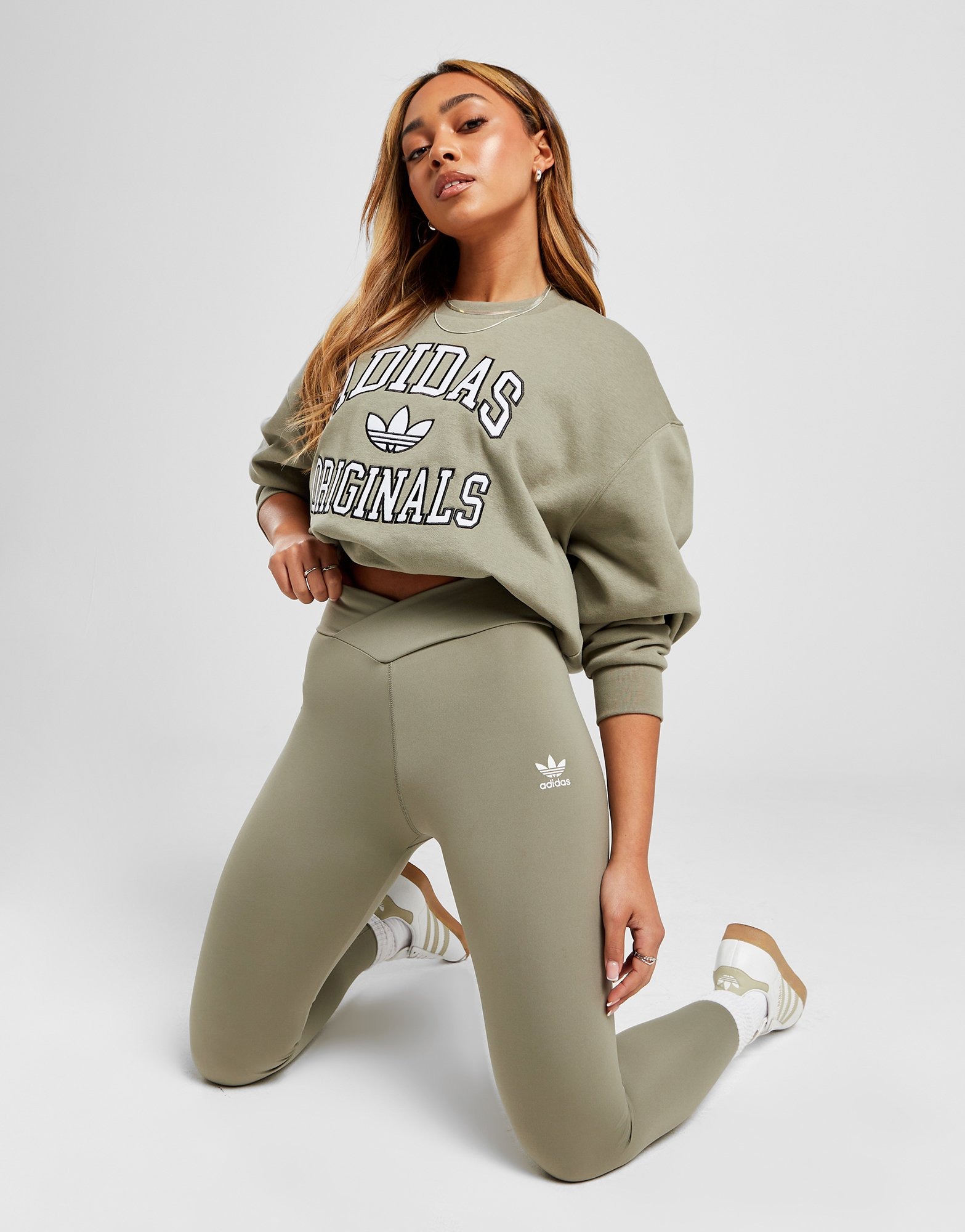 adidas Originals Crossover High Waist Leggings em Verde JD Sports