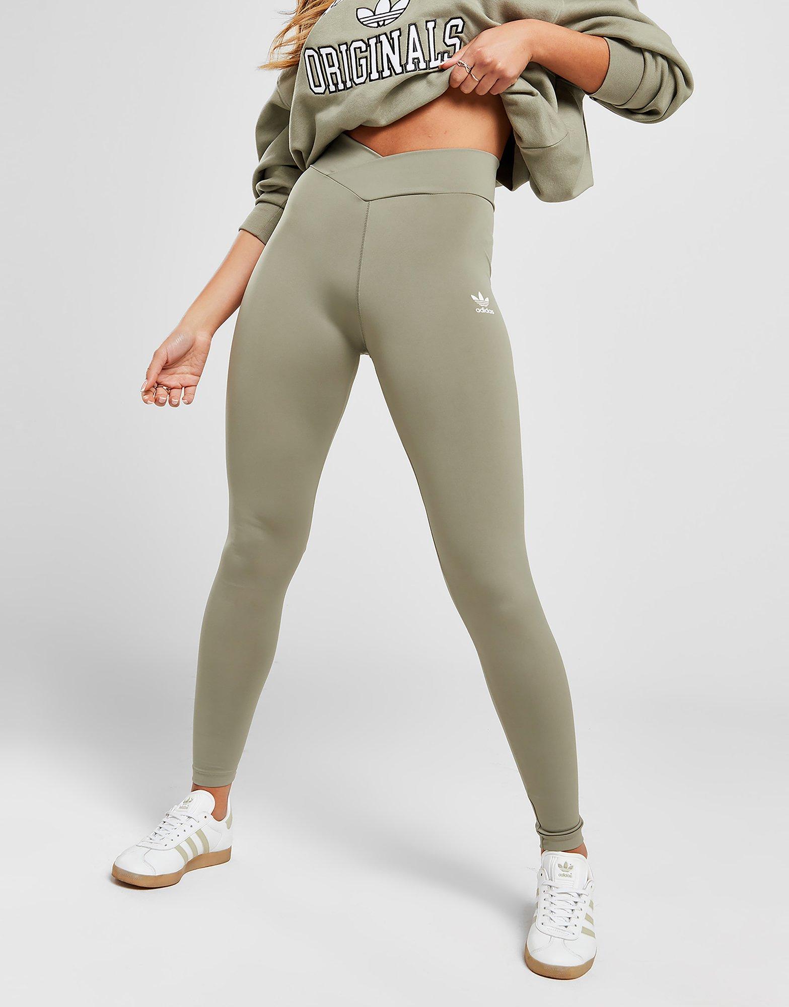 Pink Soda Cross Waistband Leggings In Olive-Green for Women