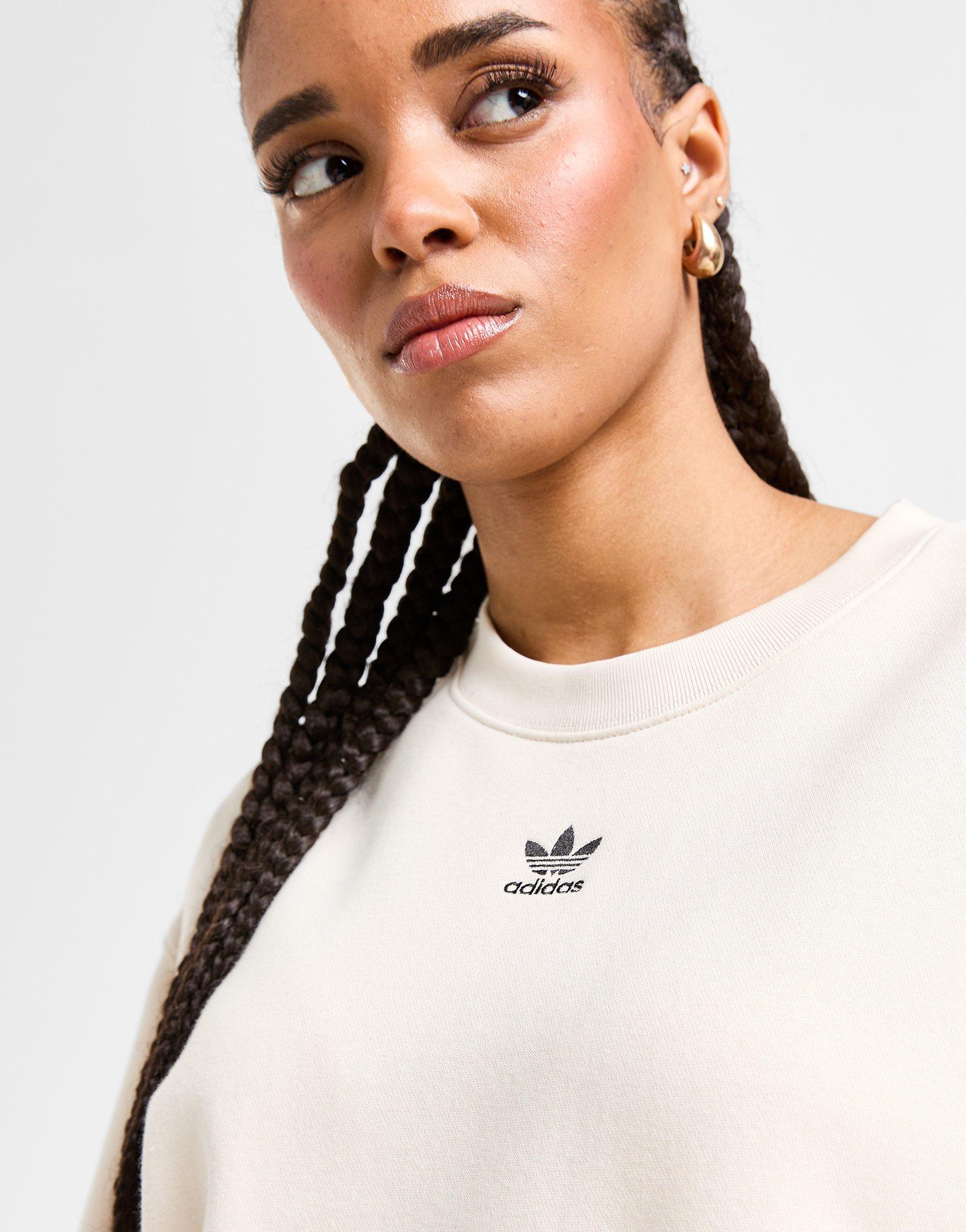 Adidas originals women's 2024 oversized trefoil crewneck sweatshirt