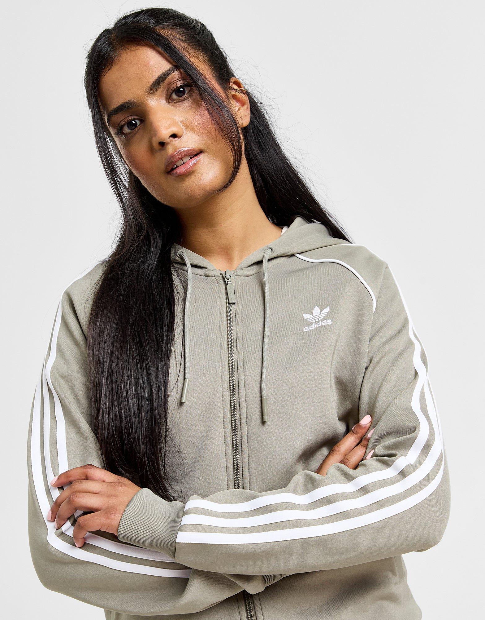 Adidas originals hoodie with best sale shoulder 3 stripes green