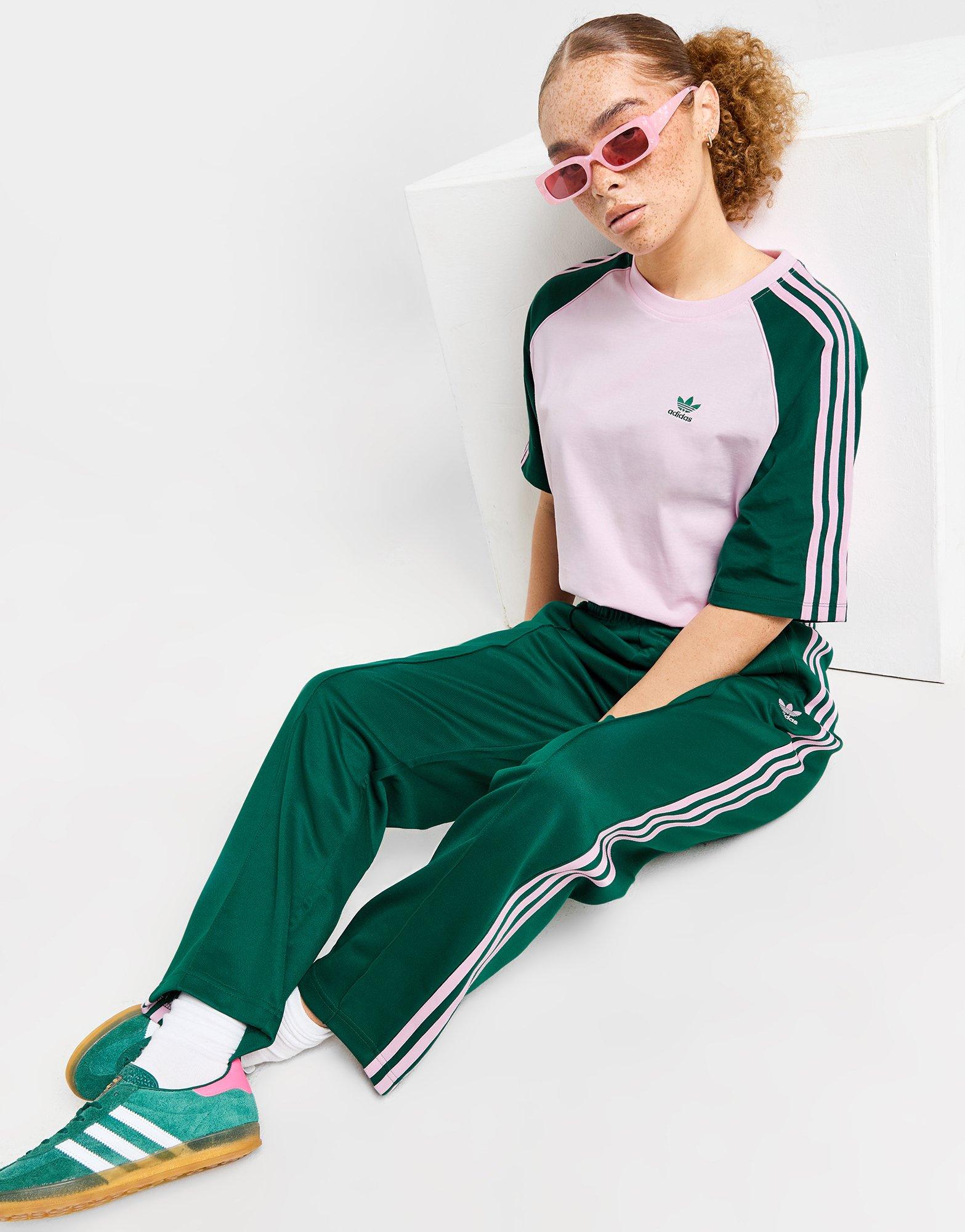 SMALL adidas OG Women's AdiColor SST TRACK PANTS COLLEGIATE GREEN