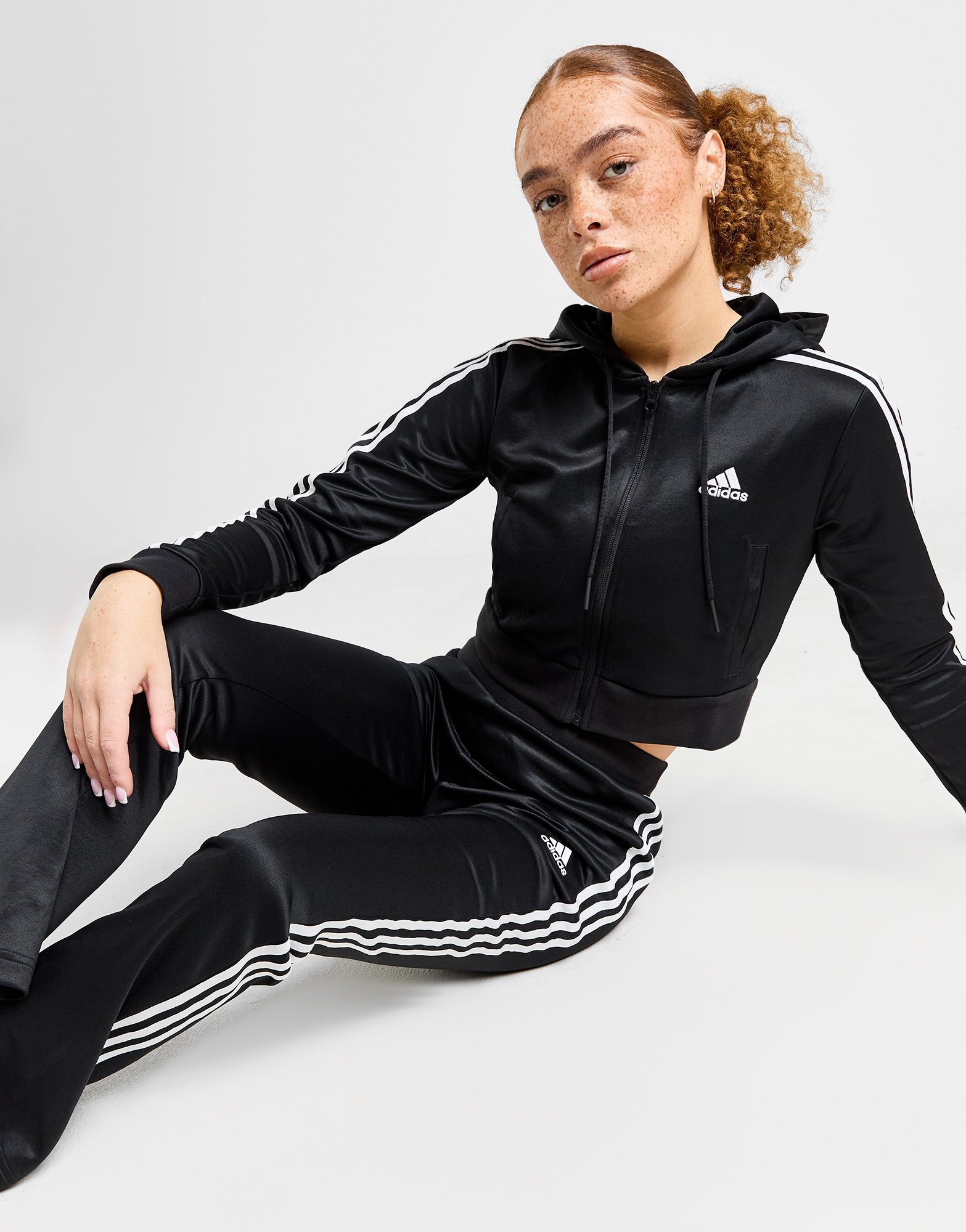 Black adidas Glam 3-Stripes Tracksuit | JD Sports UK