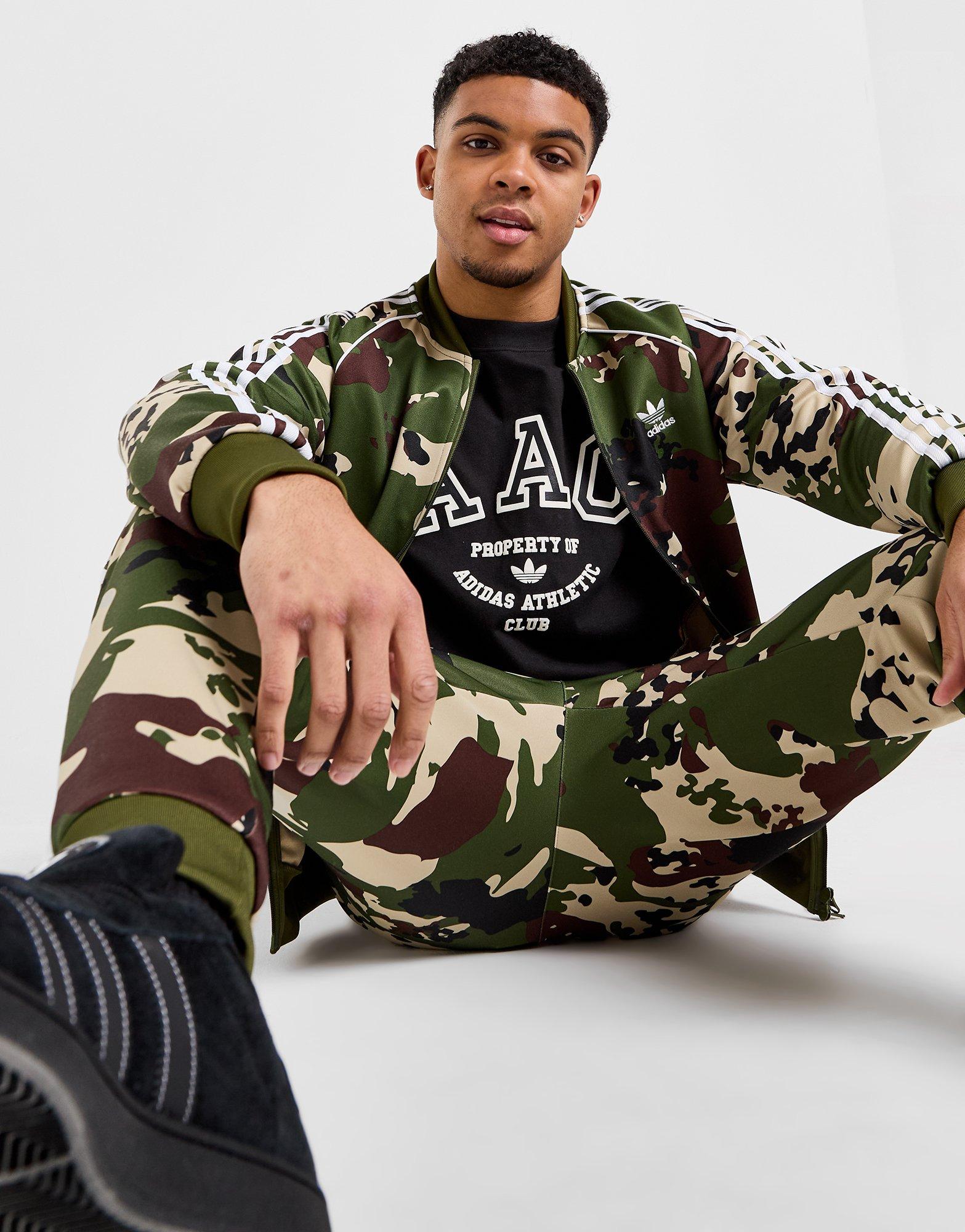 Jogging Homme Adidas Camo - Vert - Coupe régulière - Poches zippées -  Bandes Adidas