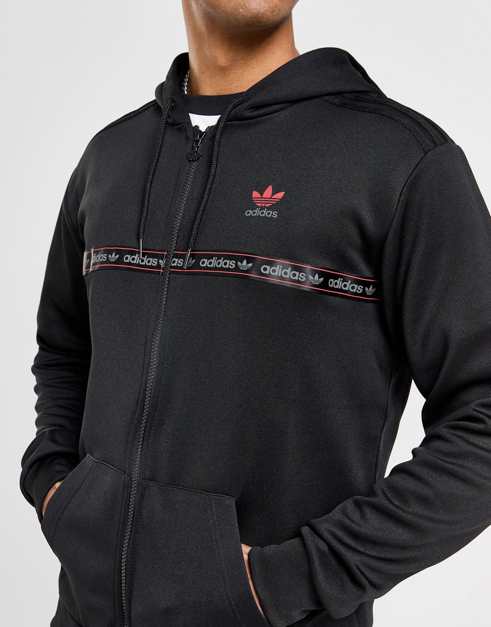 Adidas originals tape outlet fleece full zip hoodie